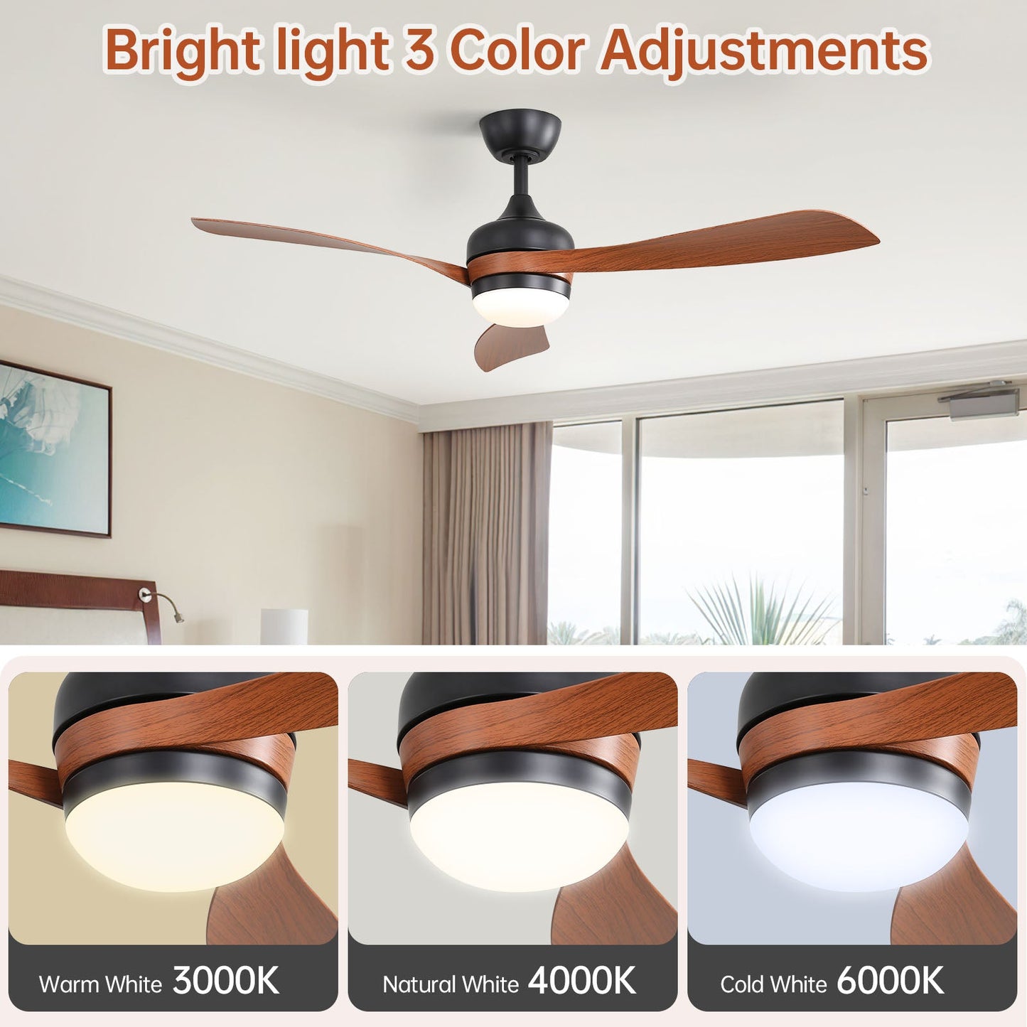 52-Inch Ceiling Fan With Reversible DC Motor and LED Light