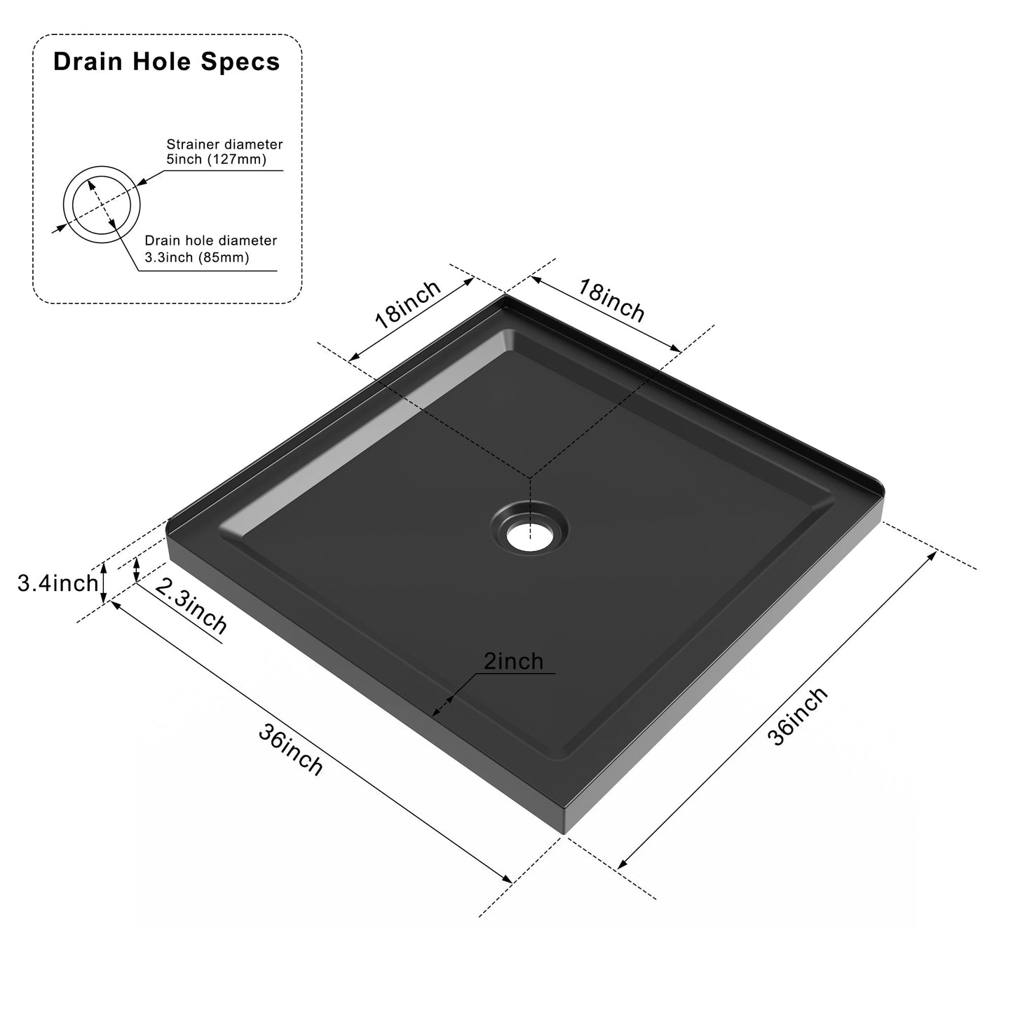 Goodyo 36"x36" Shower Base