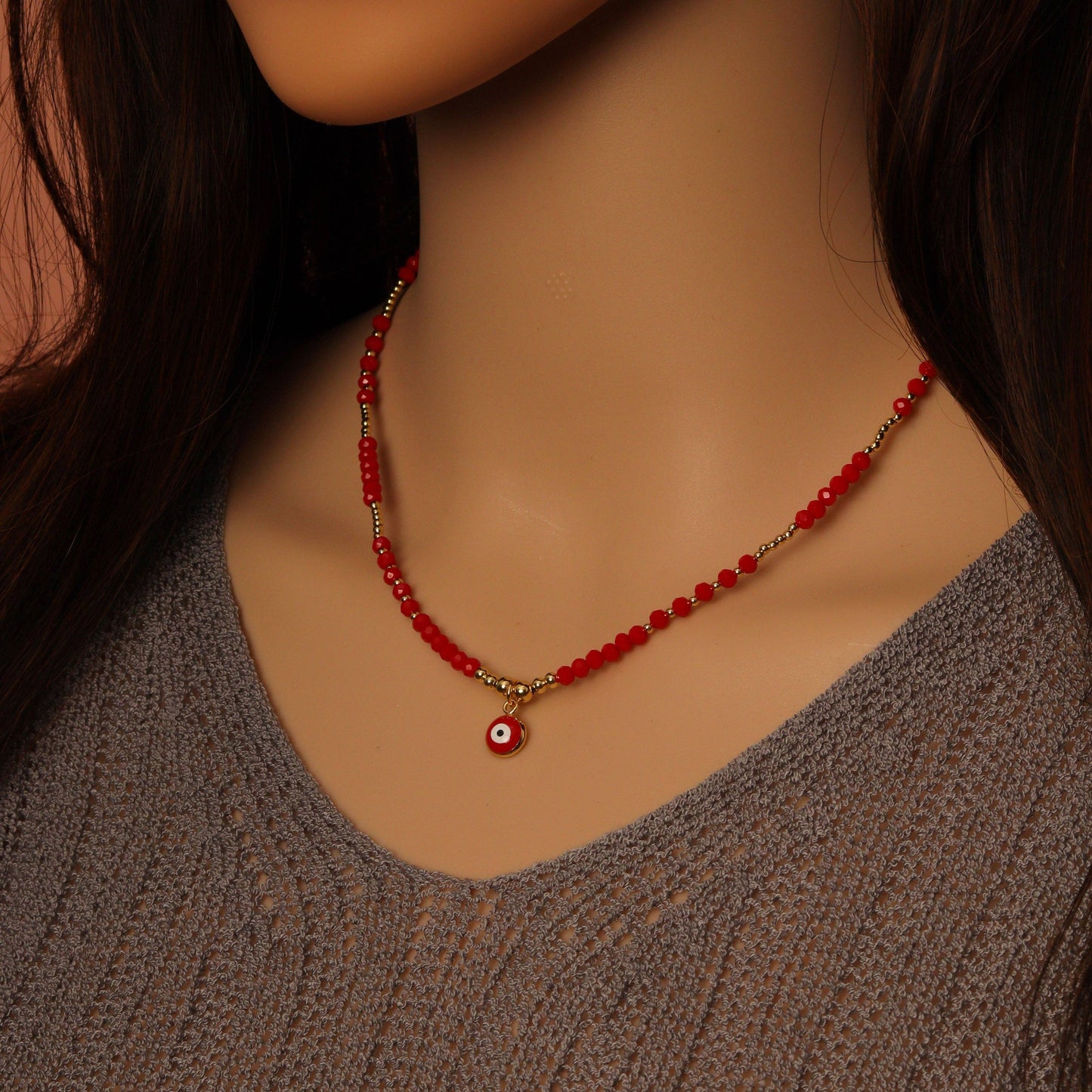 Gemstone Gold Spacer beaded Necklace, sku#O118