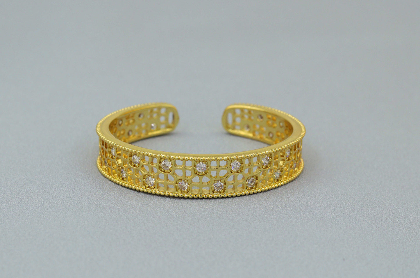 Thick Band Filigree Style Cuff Bracelet, Sku#B150