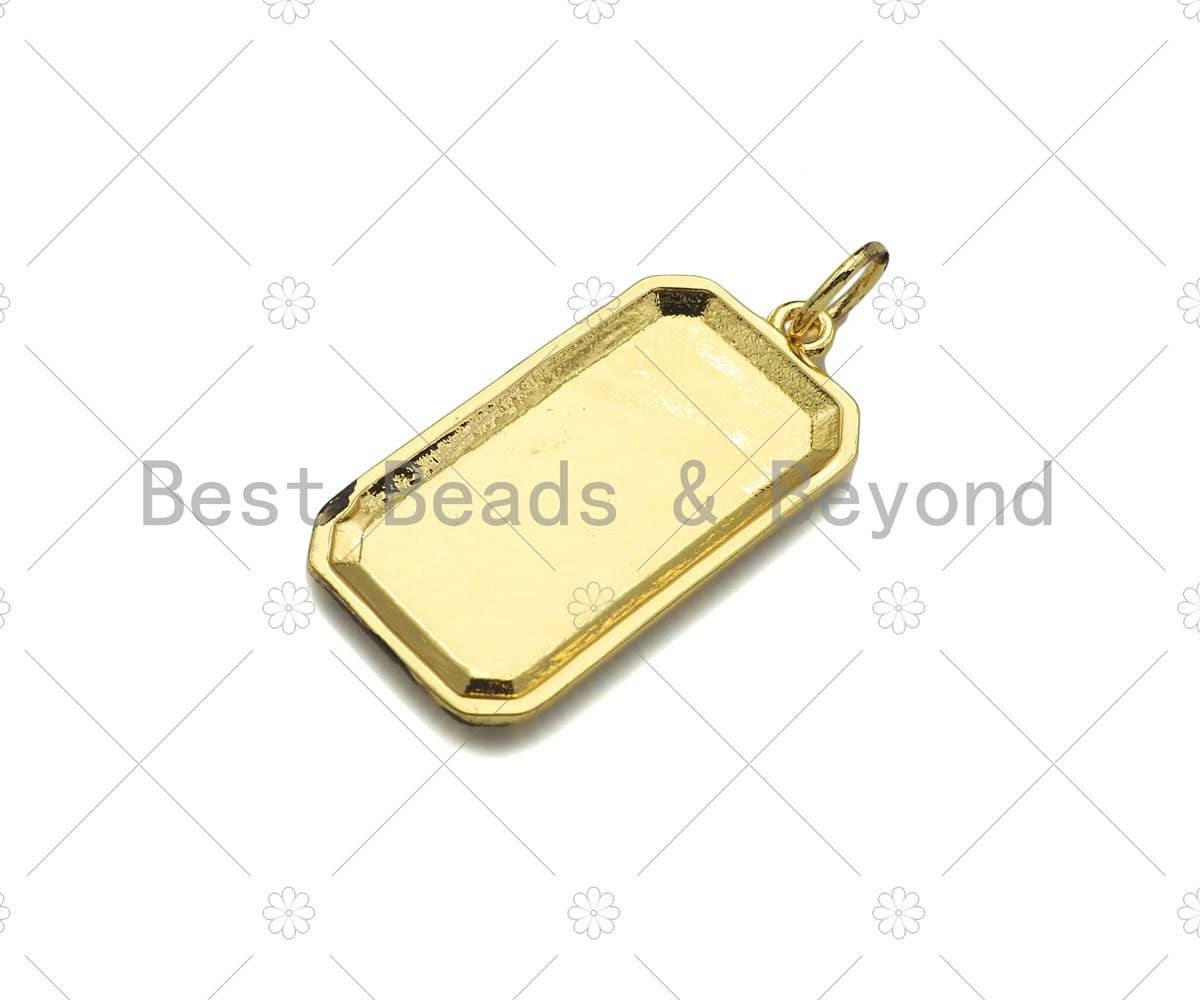 Gold Filled Wolf Moon On Rectangle Shape Pendant,18K Gold Filled Medallion Charm, Necklace Bracelet Charm Pendant,15x28mm,Sku#Z1350