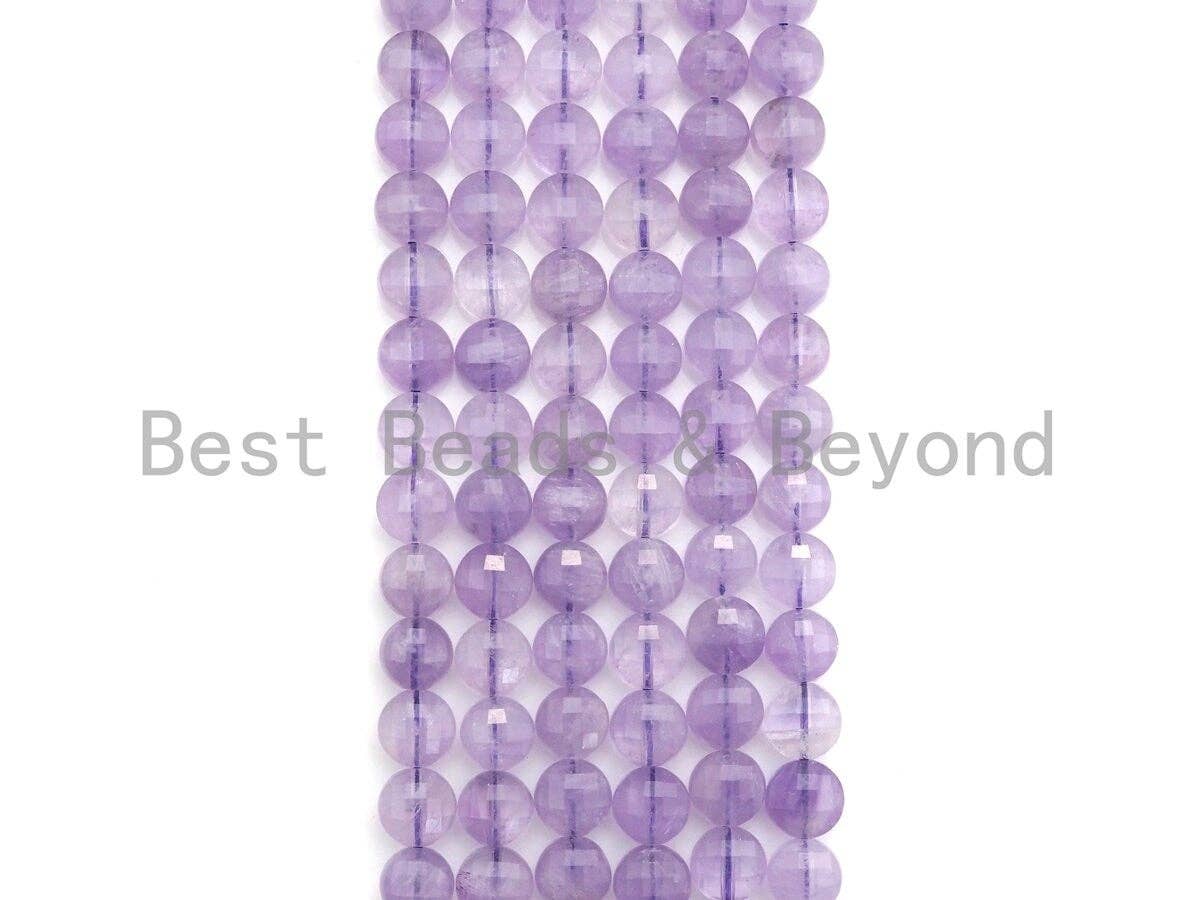 High Quality Natural Checkerboard Cut Lavender Jade Coin Shape beads, 8mm Turtle Shell Cut Lavender Jade Beads, 16" Full strand, sku#UA47