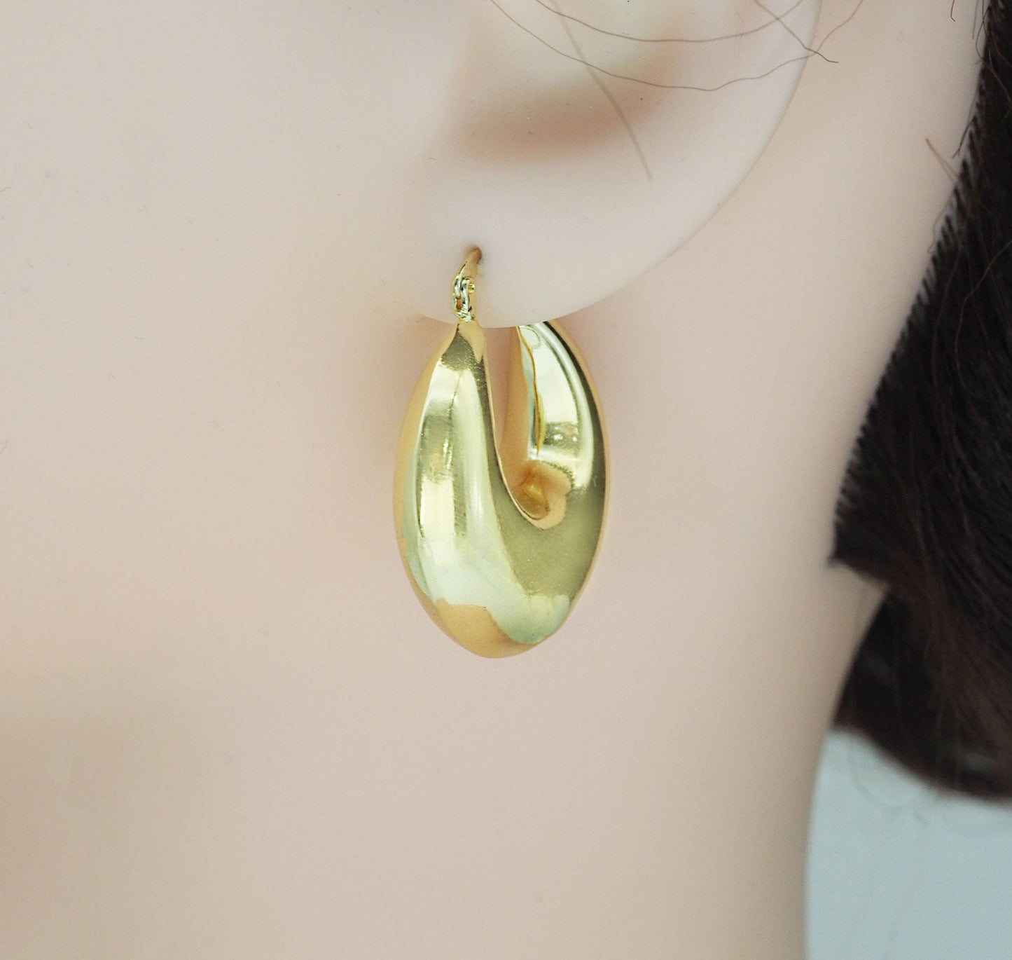Statement Chunky Geometric Hoop Earrings, Oval Earrings, Sku#J364