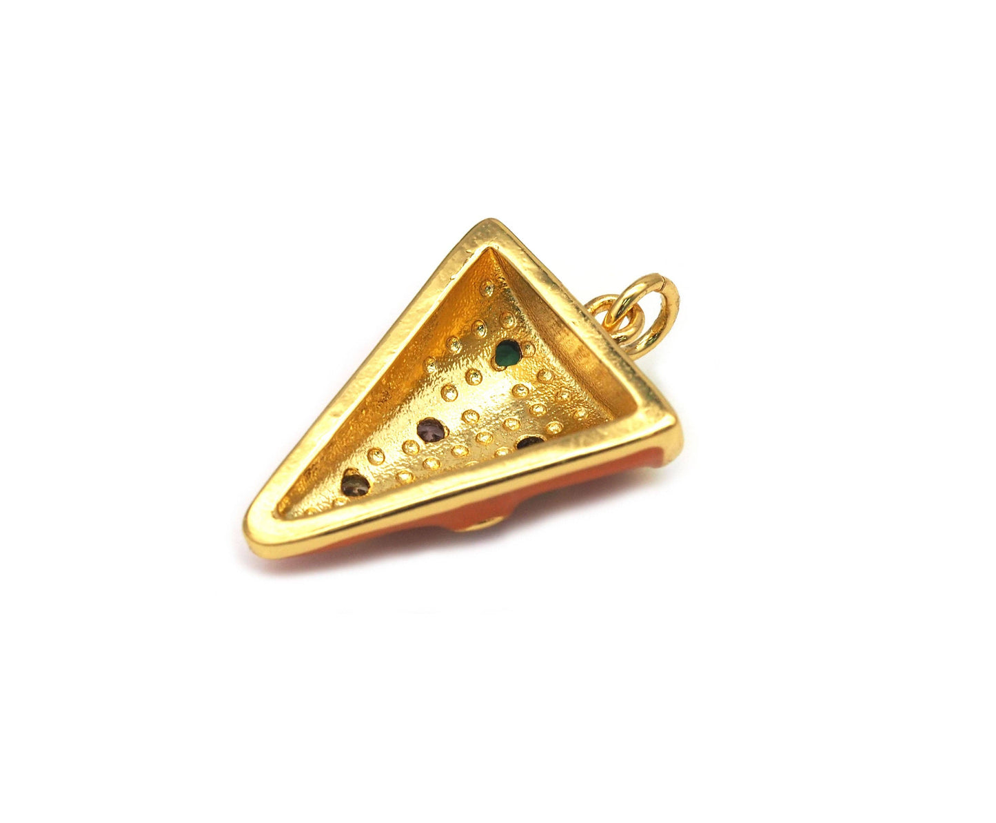CZ Enamel Tirangle Charm, Sku#LK588