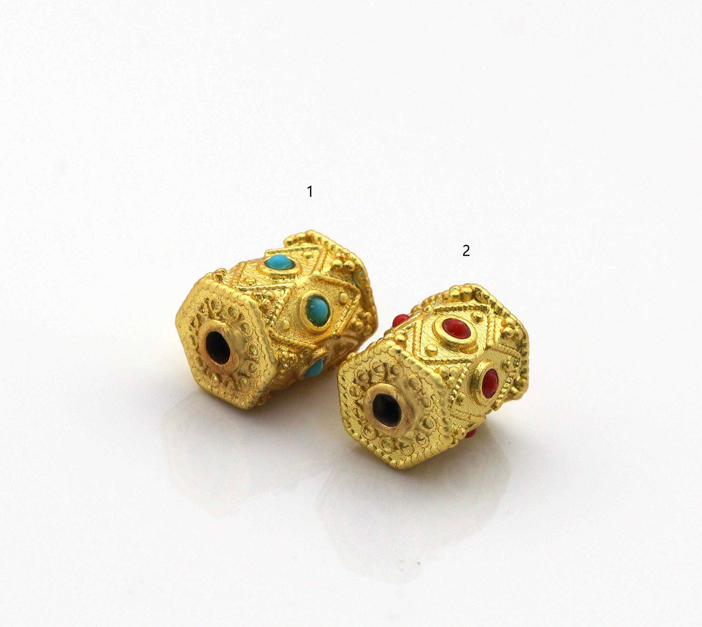 Gold Enamel Hexagon Tube Spacer Beads, Sku#LX61c