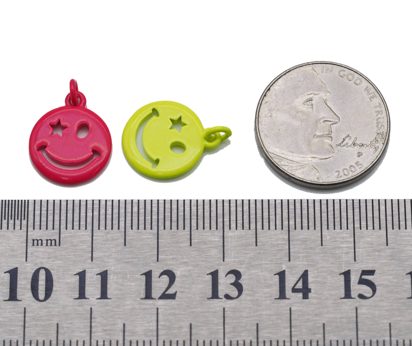 Enamel Star Eye Smiley Face Charm, Sku#L709