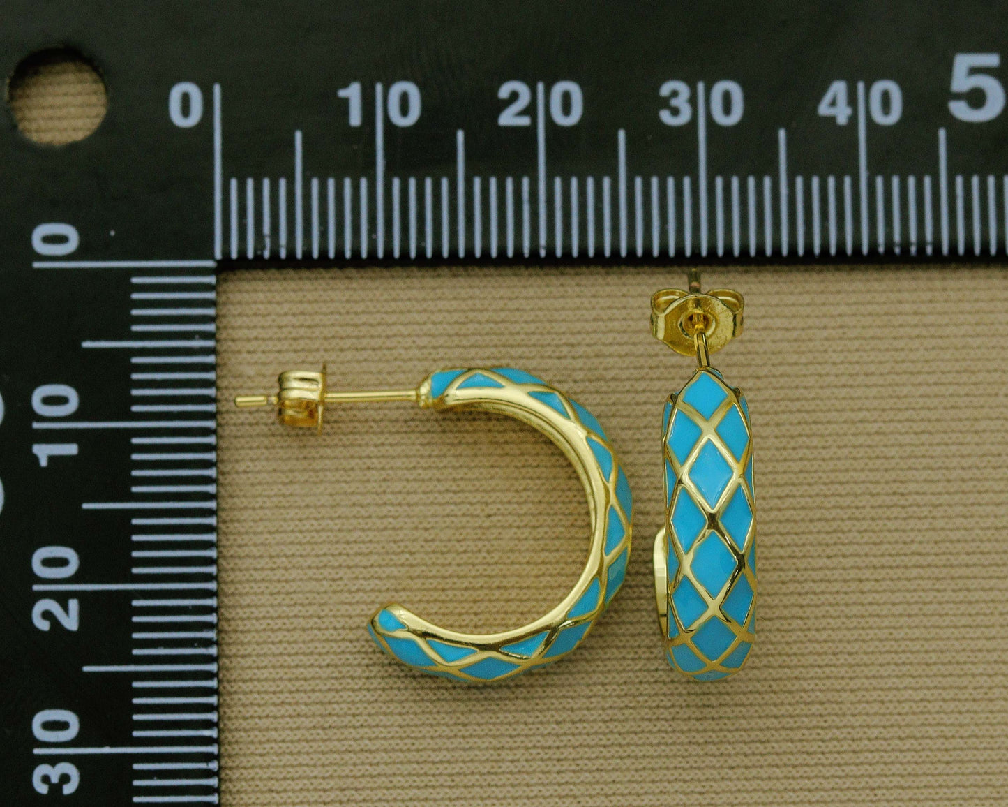 Enamel Latch Back Earrings, Sku#J334