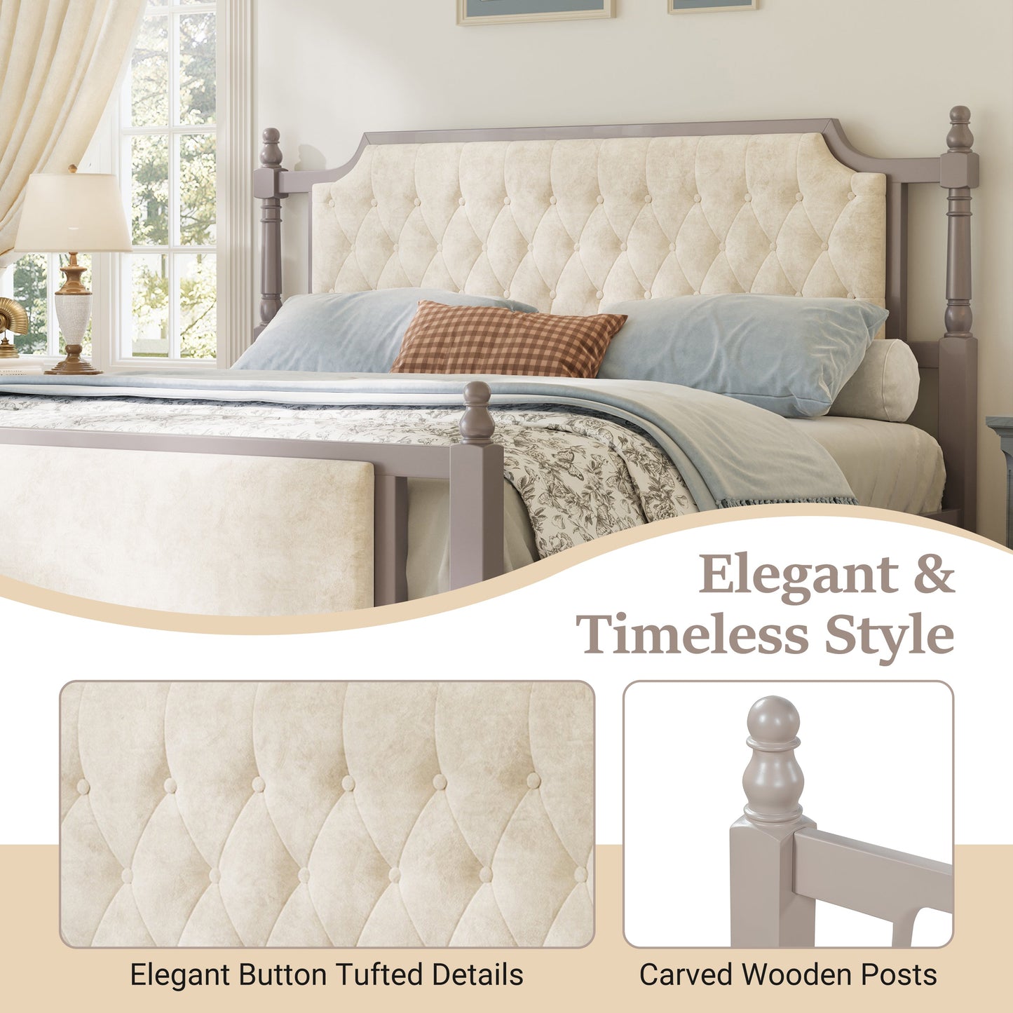 King Size Upholstered Platform Bed