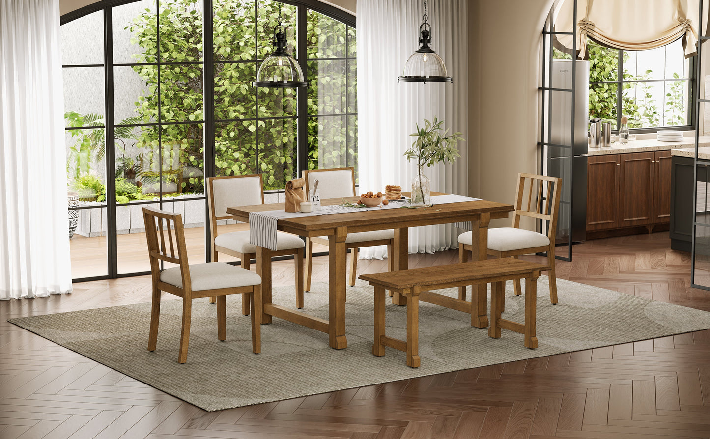 TREXM 6-Piece Farmhouse Dining Set for 6