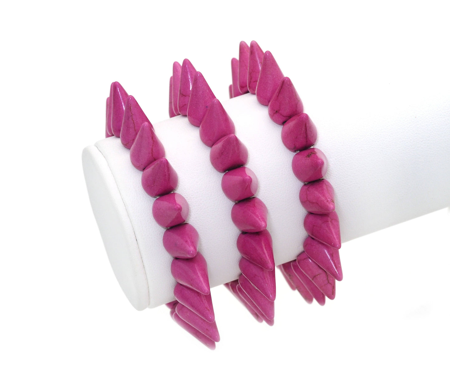 Fuchisa Turquoise Circular Cone Shape Stretch Adjustable Bracelate, Sku#U1457