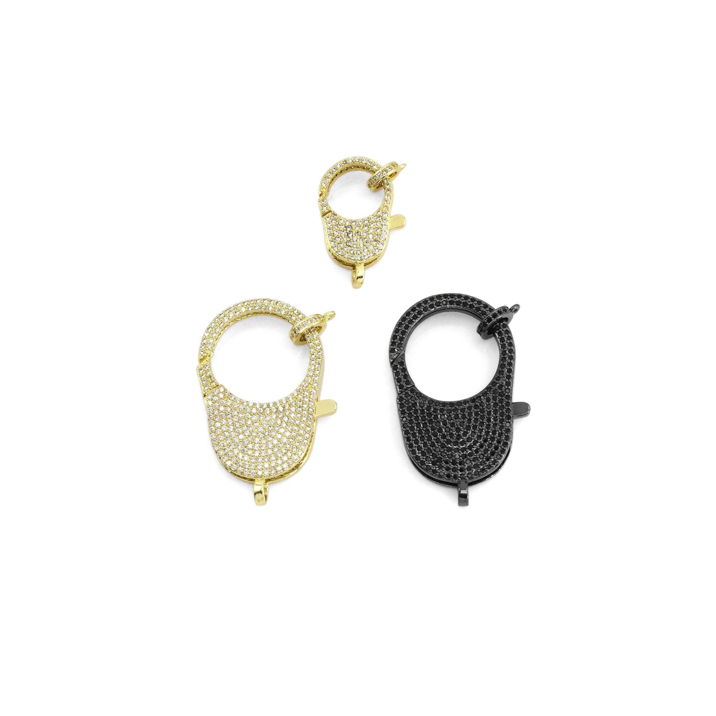 CZ Gold Oval Lobster Clasp, Sku#H341/H104