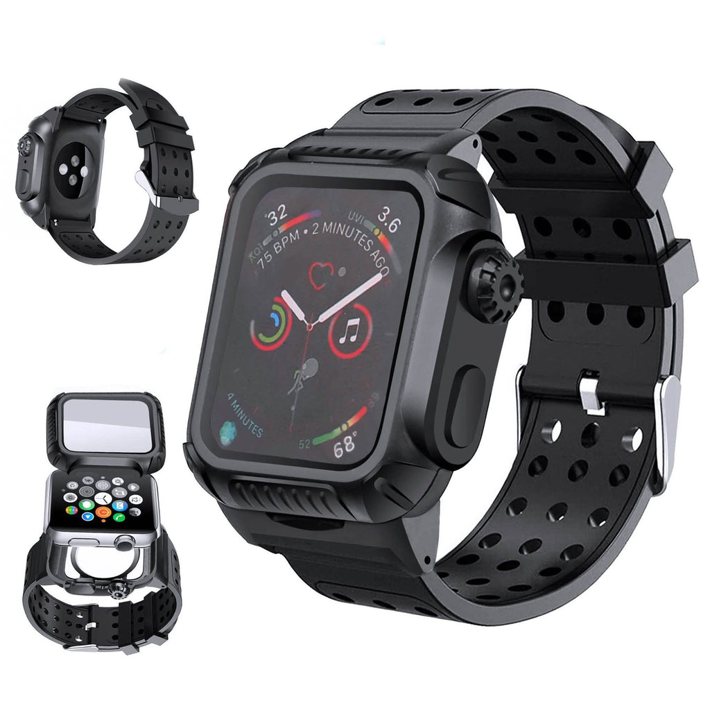 44 MM Full Cover Clear Case Screen Protector with Bands for Apple iWatch 4 and 5