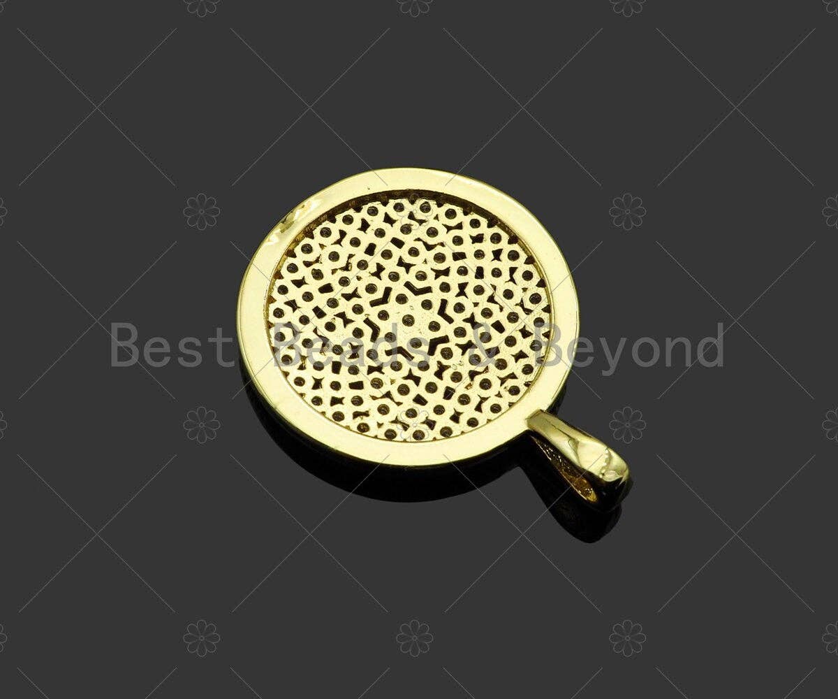 Gold Filled CZ Micro Pave Round Honeycomb Shape Pendant,18K Gold Filled Hive Charm, Necklace Bracelet Charm Pendant,20x27mm,Sku#LK356