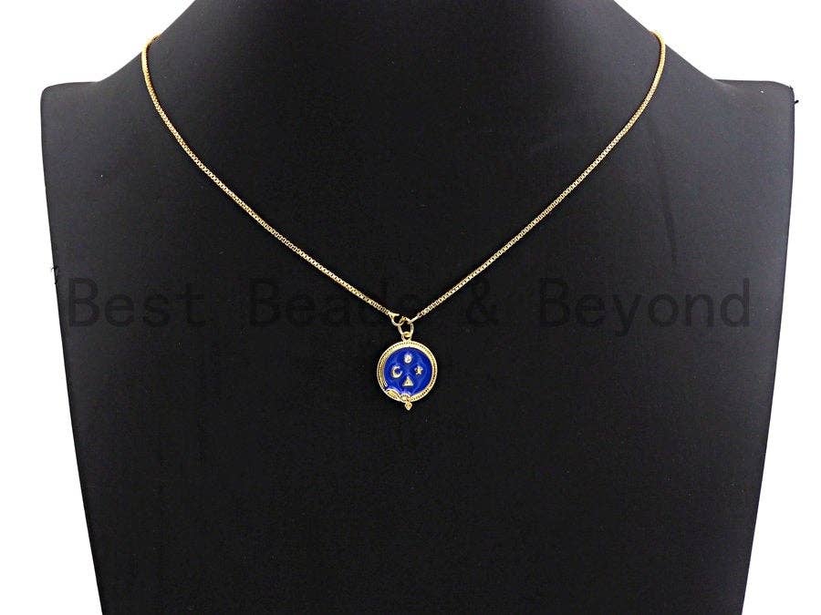 Blue Enamel Moon Star Snake Charms Pendant, Enamel Pendant,Round Enamel, Oil Drop jewelry Findings,16x20mm,sku#Z369