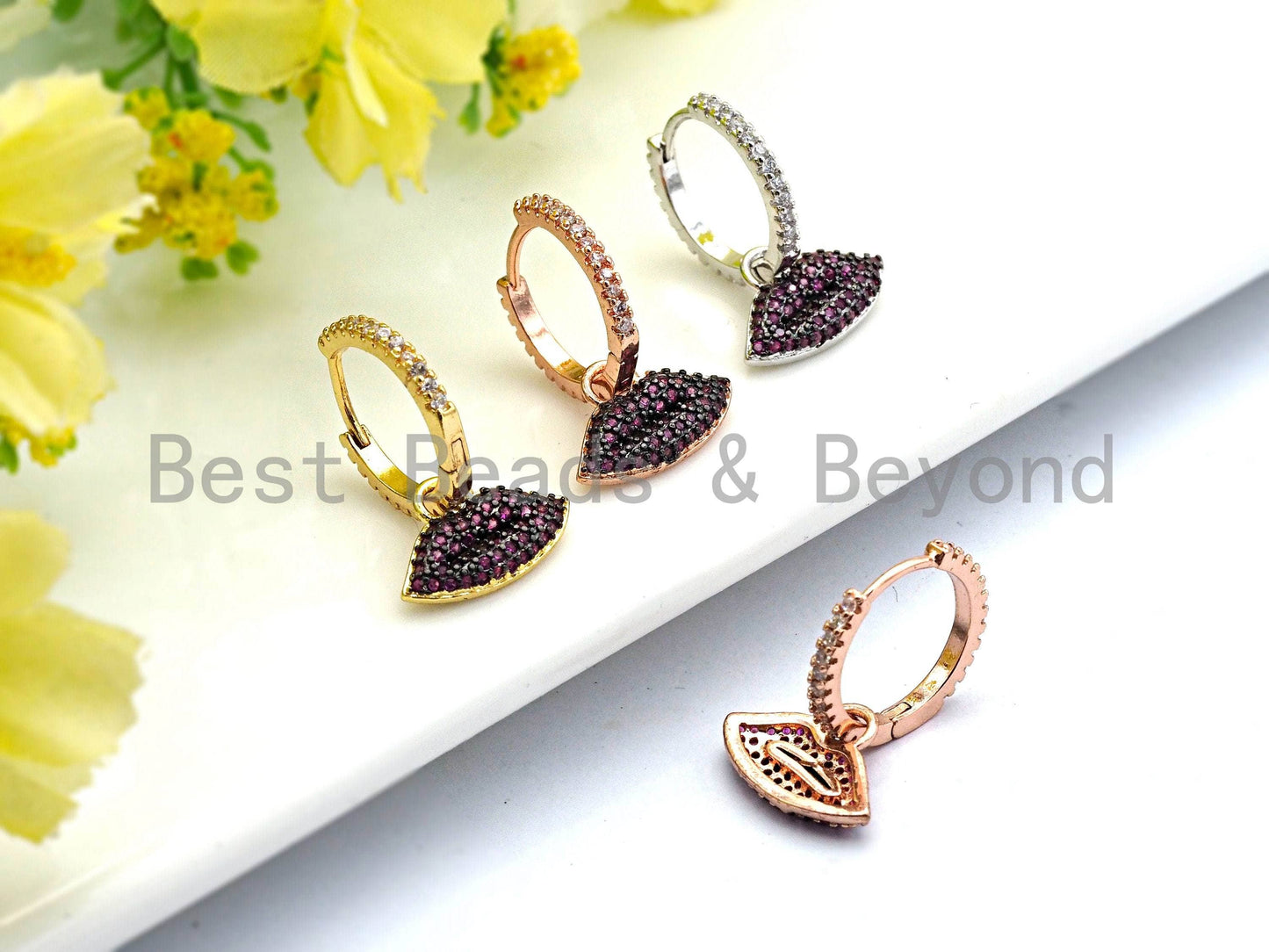 CZ Lips Earrings, Sku#J56