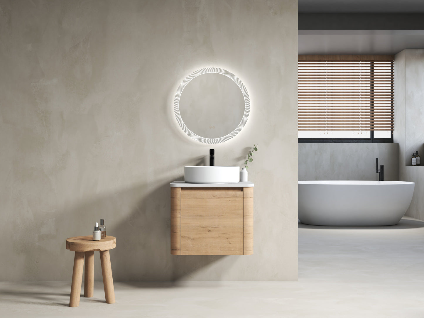 24" Wall-Mounted Bathroom Vanity With Ceramic Art Sink