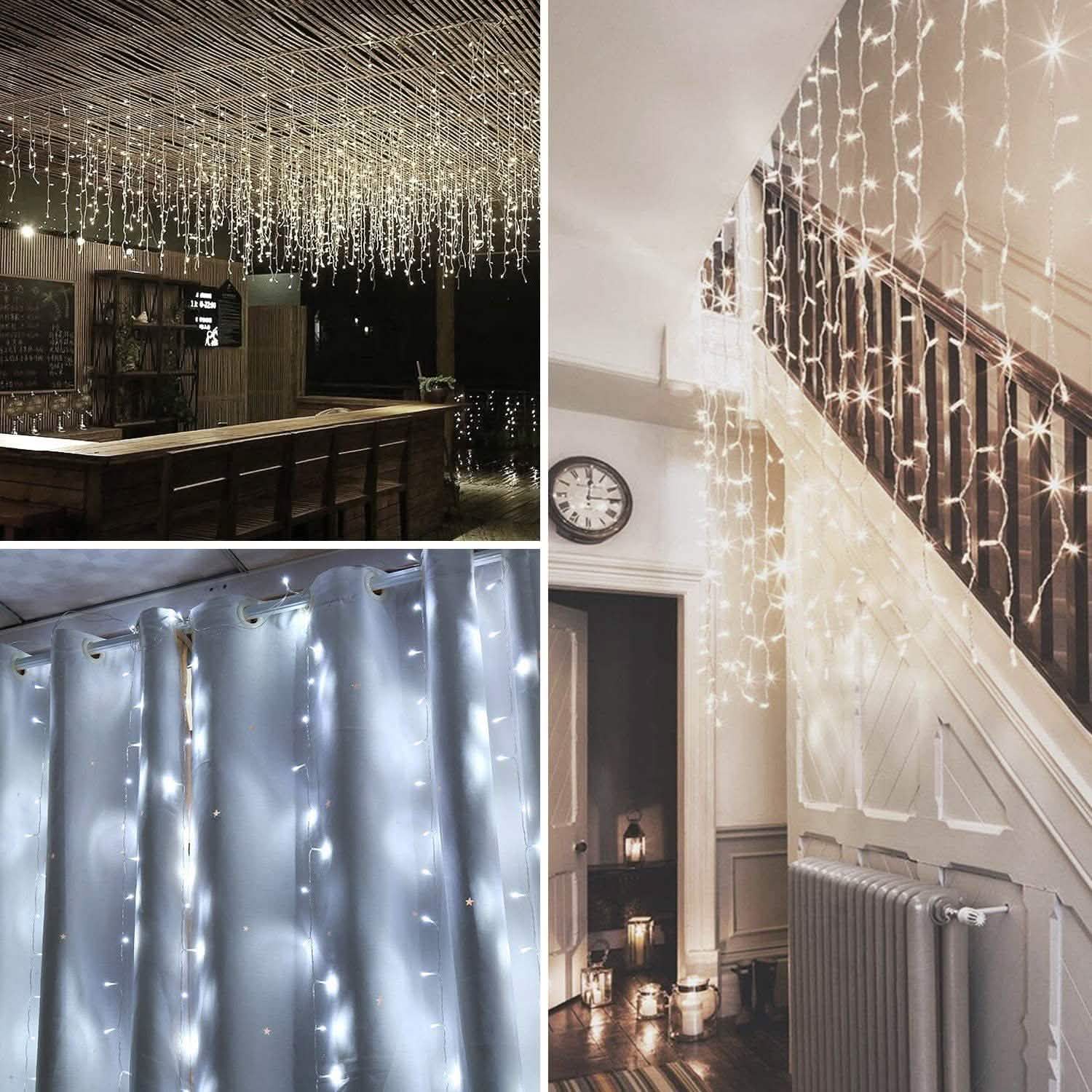 Rideau Lumineux LED 448 LED 2m x 6m avec 8 Modes d'Éclairage et Fonction Mémoire
