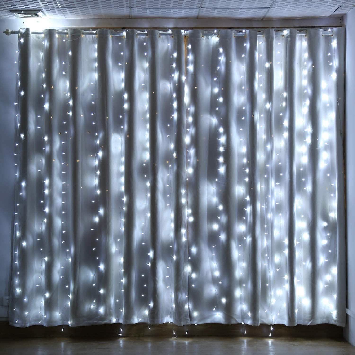 Rideau Lumineux LED 448 LED 2m x 6m avec 8 Modes d'Éclairage et Fonction Mémoire
