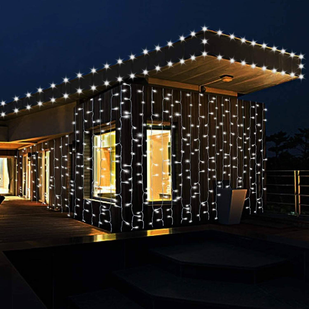 Rideau Lumineux LED 448 LED 2m x 6m avec 8 Modes d'Éclairage et Fonction Mémoire