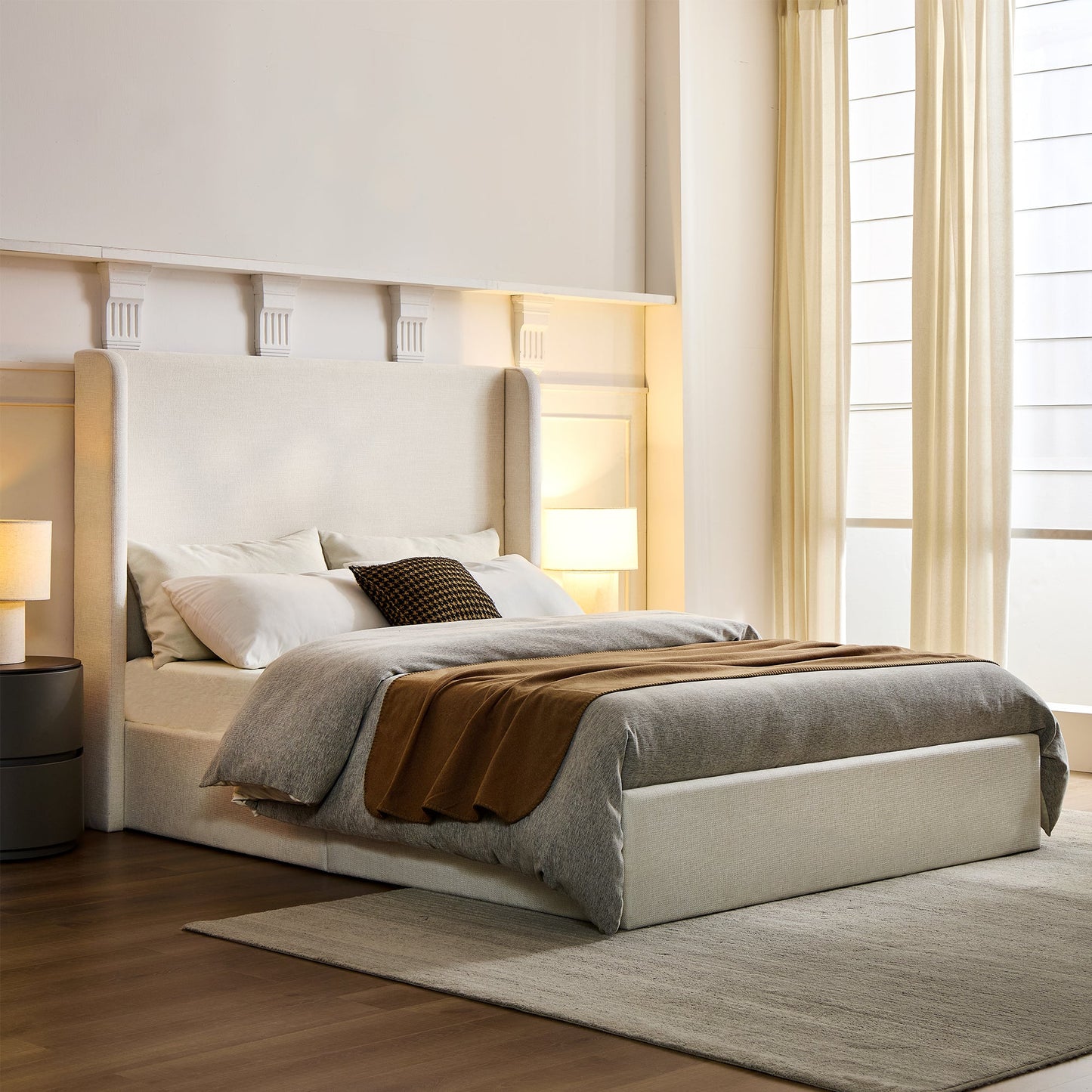 Carmen Upholstered Wingback Bed - California King