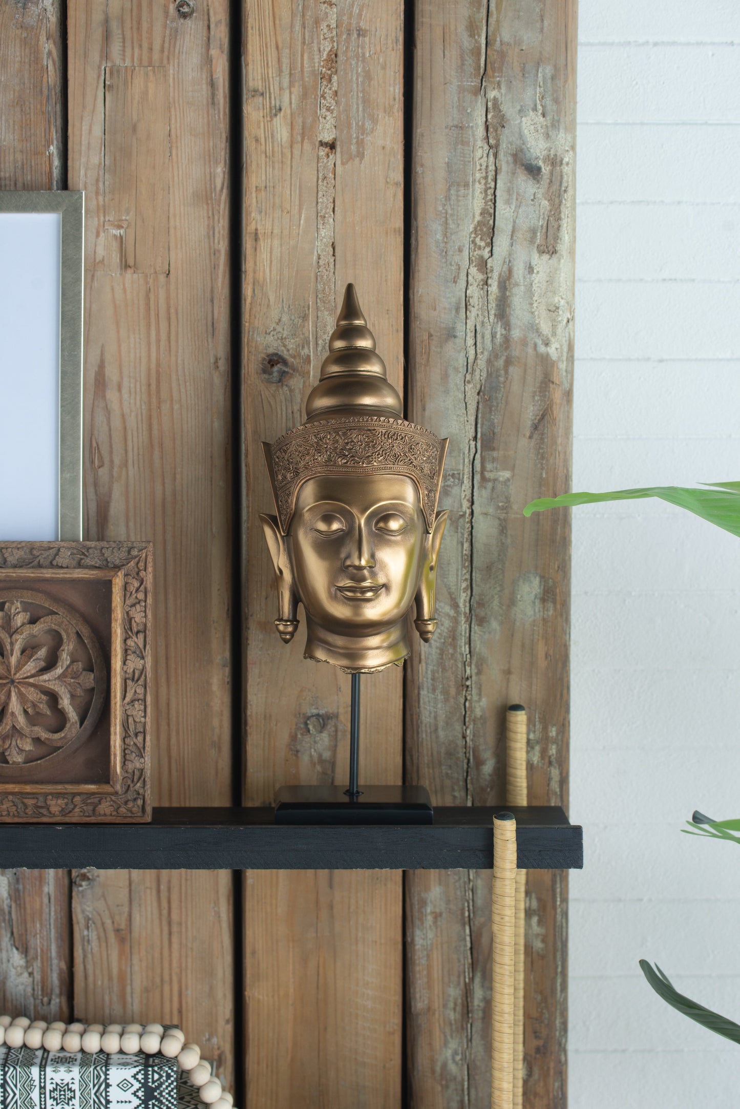 7x7.5x19.7" Buddha Statue Head On Stand