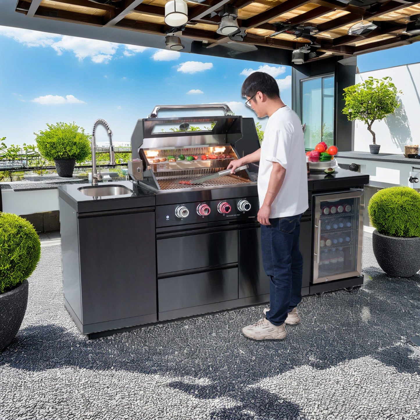 46-Inch 4-Burner Deluxe Stainless Steel Gas Outdoor Kitchen Grill