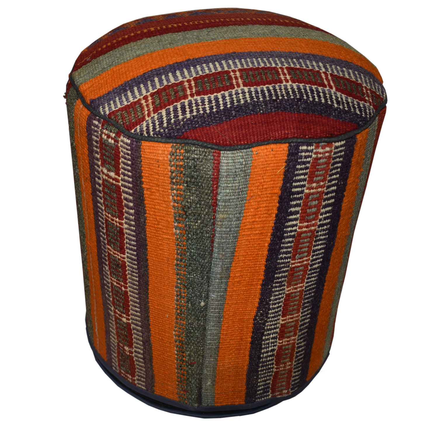 One of a Kind Kilim Rug Pouf Ottoman foot stool - #45
