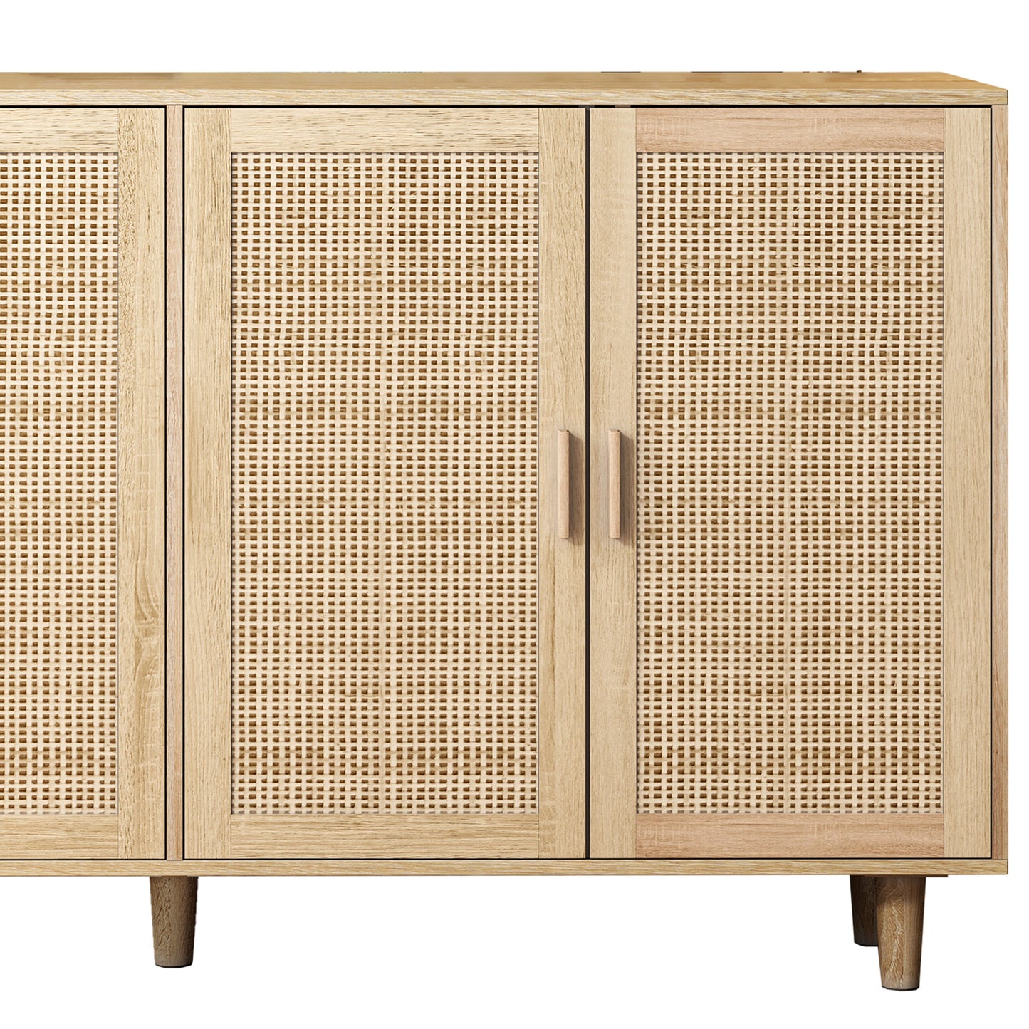Elegant and Functional 4-Door Rattan Decorative Storage Cabinet