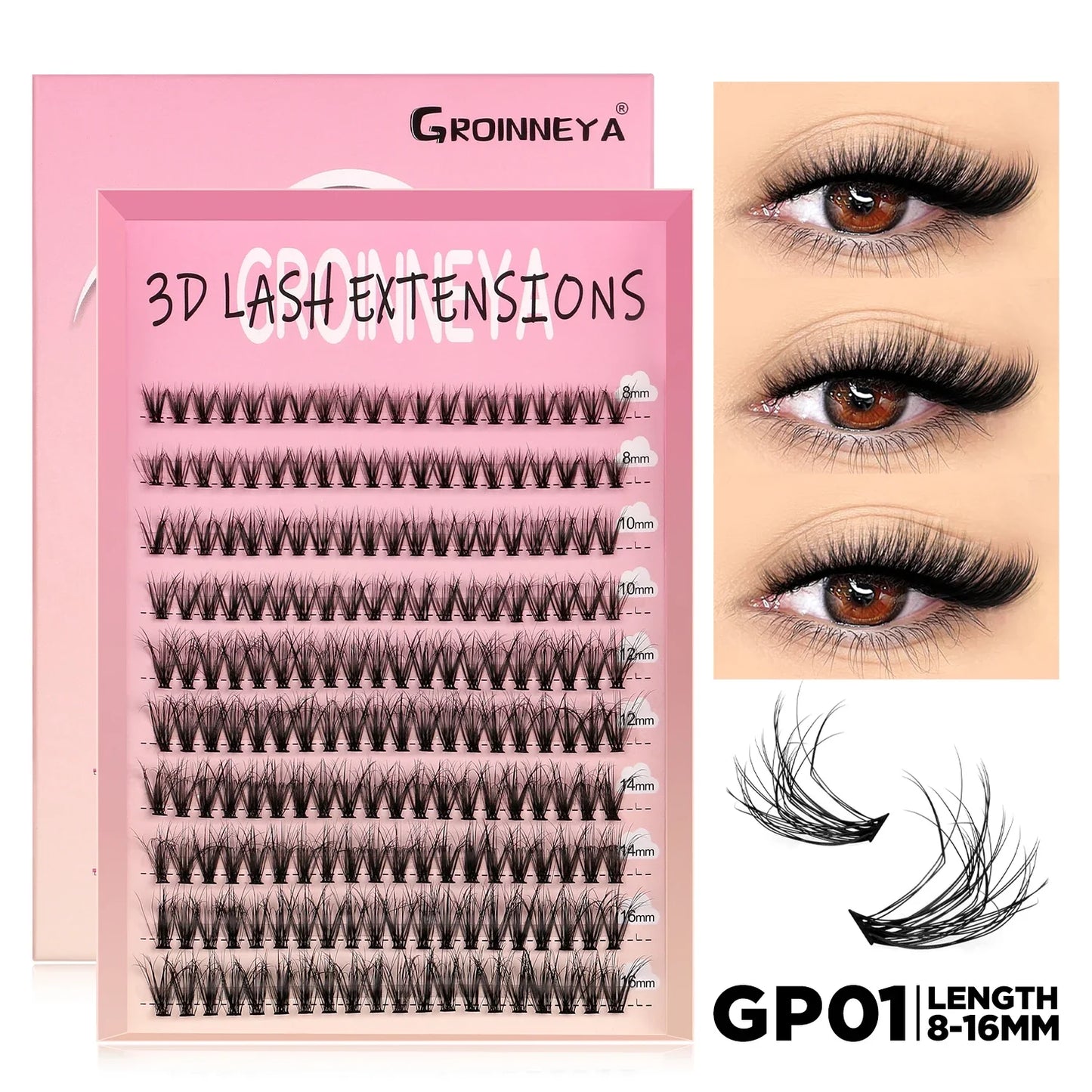 Spikes Lash Individuals Volume Eyelash Clusters D-Curly Lash Clusters Kit 10-20MM DIY Eyelash Extensions,6 Styles Lash Clusters
