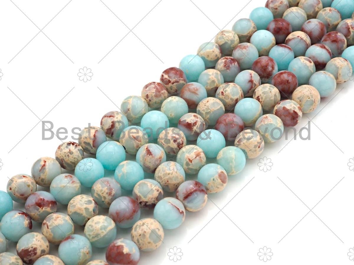 Aqua Terra Jasper Beads, Blue African Opal Smooth Round Beads, 6mm/8mm/10mm Serpentine Beads, 15.5'' Full Strand, SKU#U1157
