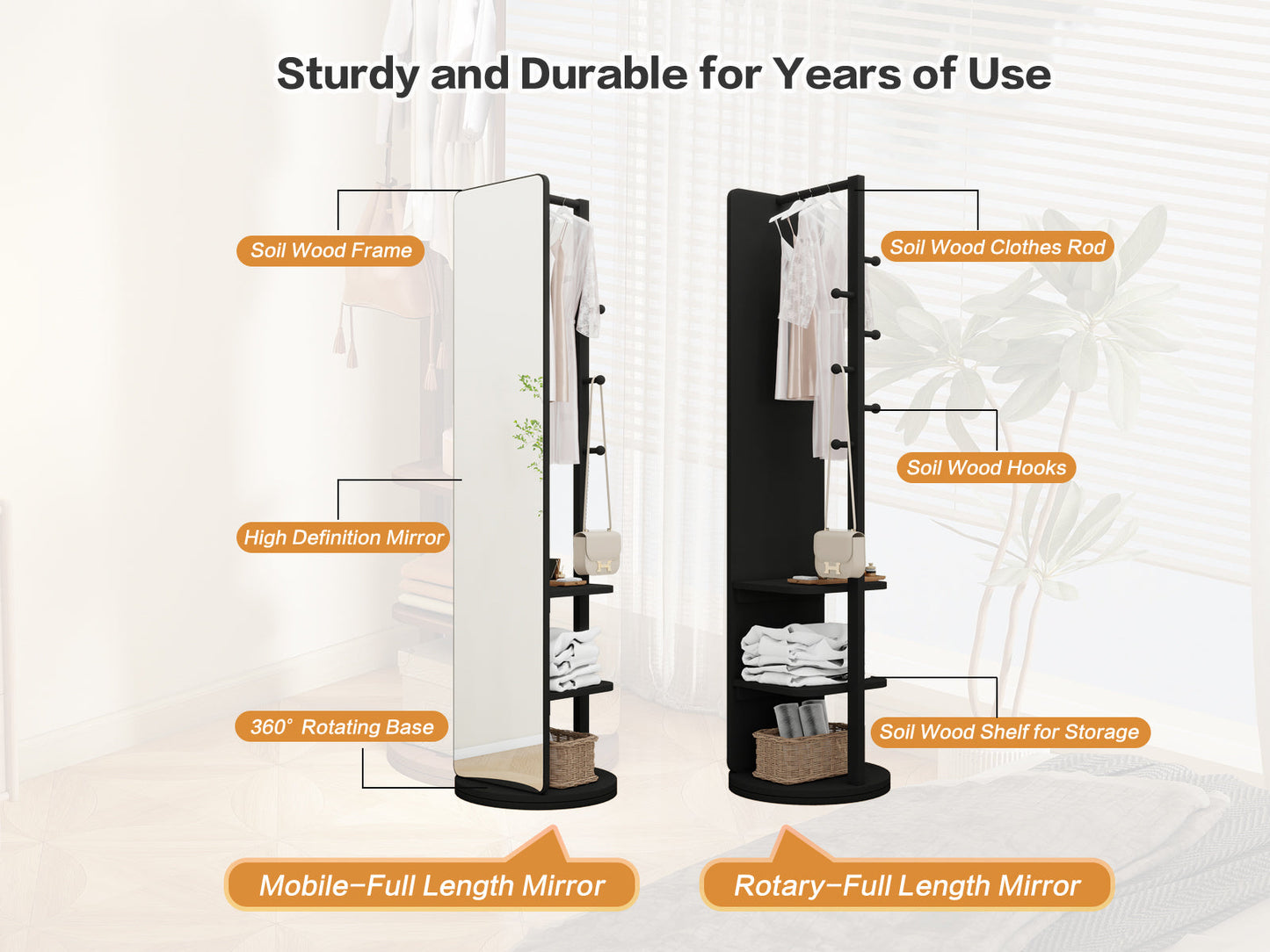 360° Rotating Multifunctional Full Length Mirror