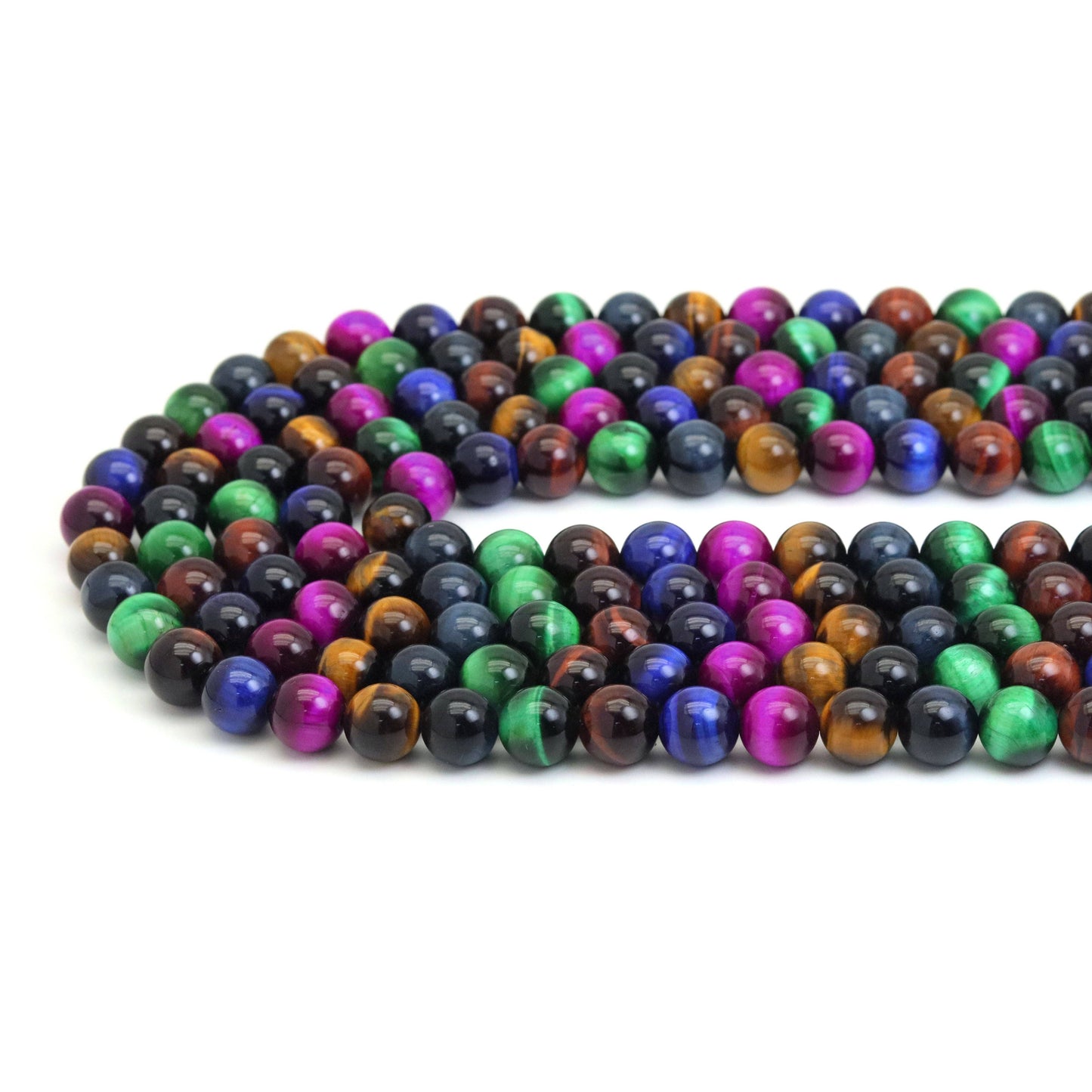 Colorful Tiger Eye Round Smooth Beads, Sku#UA318