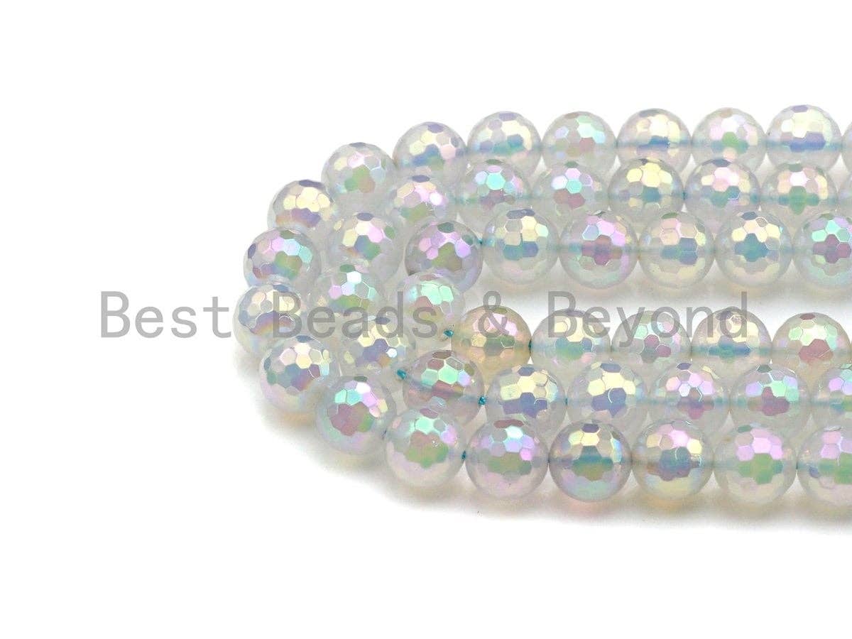 Mystic Plated Rainbow White Agate Beads, Sku#UA59