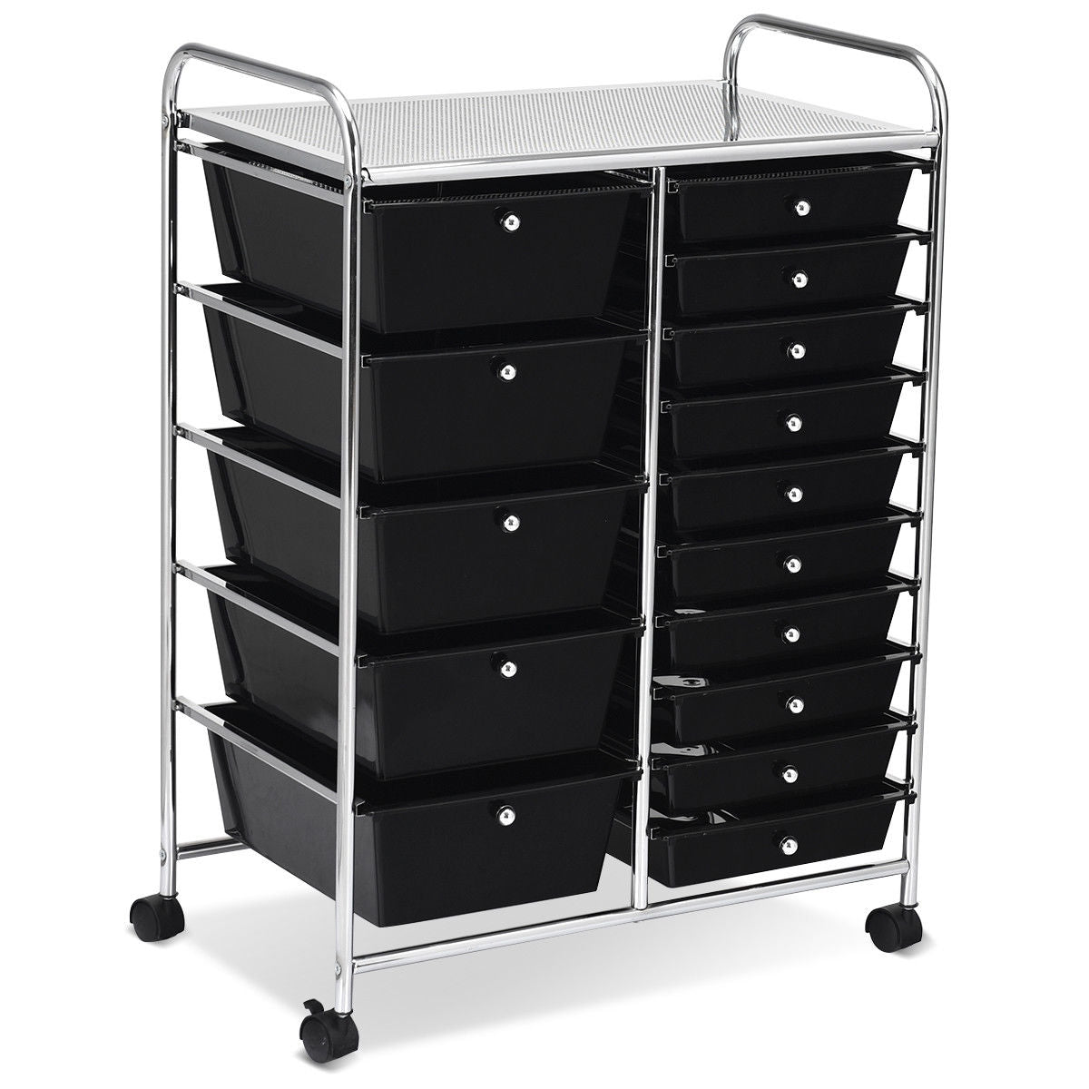 15-Drawer Utility Rolling Cart with Drawers Multi-Use Storage-Icecream Multicolor