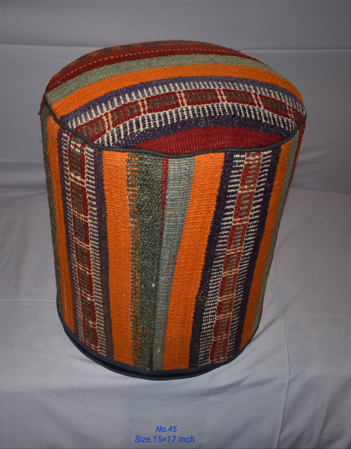 One of a Kind Kilim Rug Pouf Ottoman foot stool - #45
