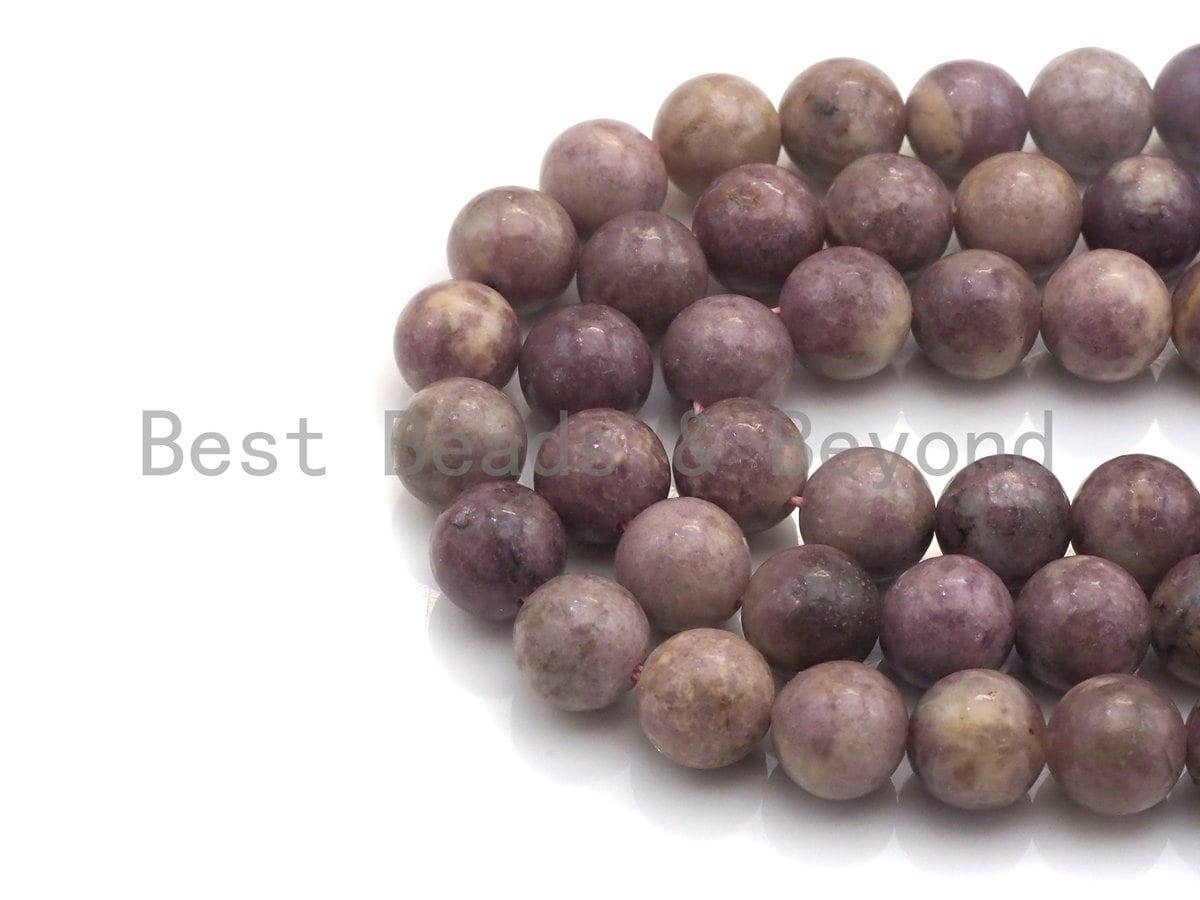 Natural Lepidolite Beads , Round Smooth 6mm/8mm/10mm/12mm, 15.5" Full Strand, Sku#U643
