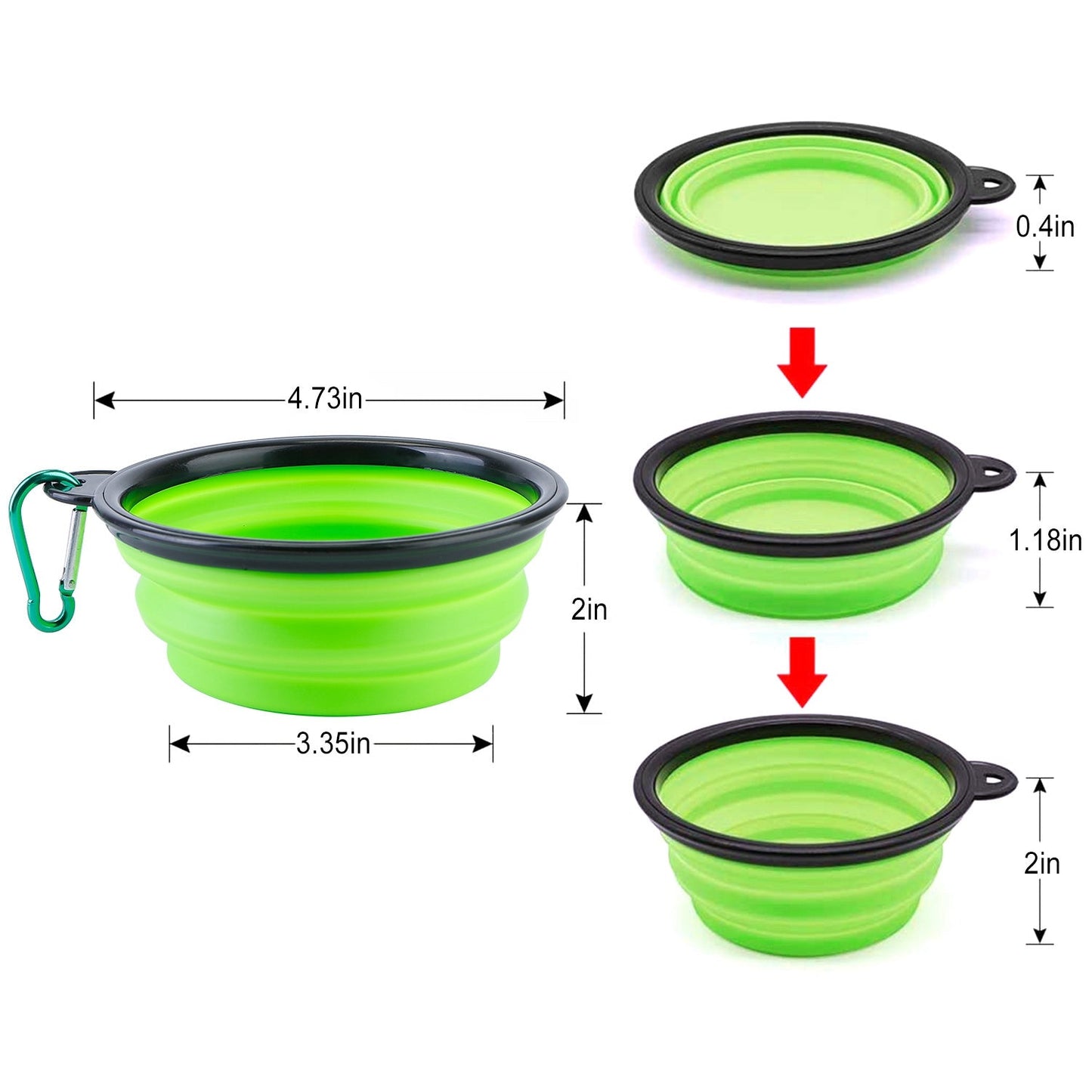 Collapsible Silicone Dog Bowls with Carabiner