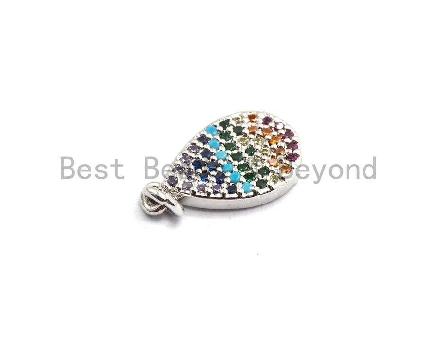 9x15mm CZ Rainbow Color Micro Pave Teardrop Shaped Pendant,CZ Paved Teardrop Charm Gold,Silver,Rose Gold,Gunmetal plated,sku#F746