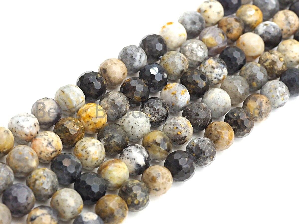 Speical Cut Natural Black Opal Beads, Round  Faceted Beads, 6mm/8mm/10mm/12mm, 15.5" Full Strand, sku#U647c