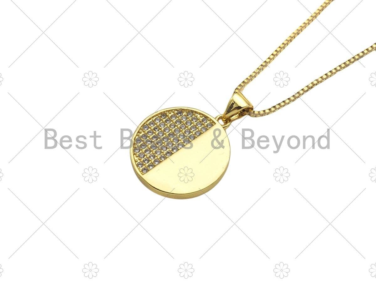 CZ Micro Pave Round/Heart/Rectangle Pendant/Charm,Half CZ Medallion Charm, Necklace Bracelet Charm Pendant,18x20/19x19/12x21mm, Sku#LK244