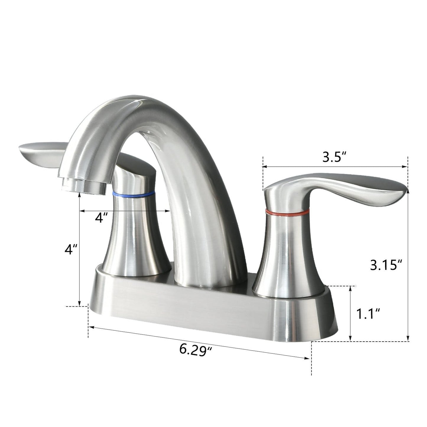 Two Handle 4 Inch Centerset Bathroom Sink Faucet with Pop-Up Drain