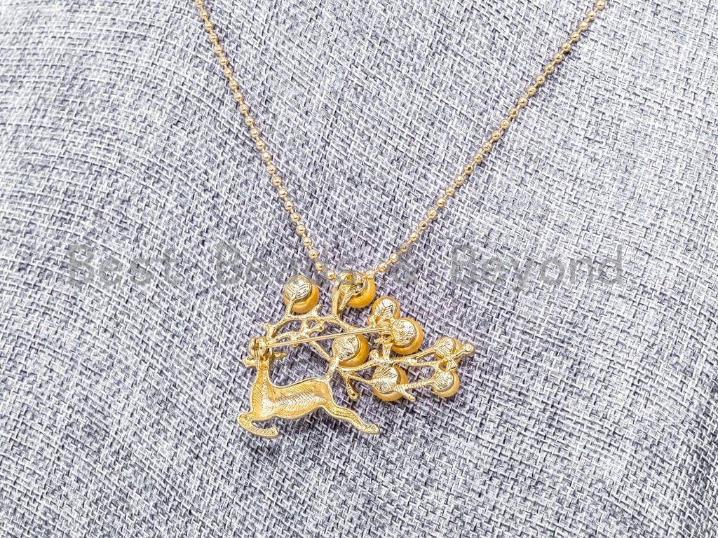 CZ Micro Pave Elk Reindeer Brooch Pin Pendant, Sku#P40