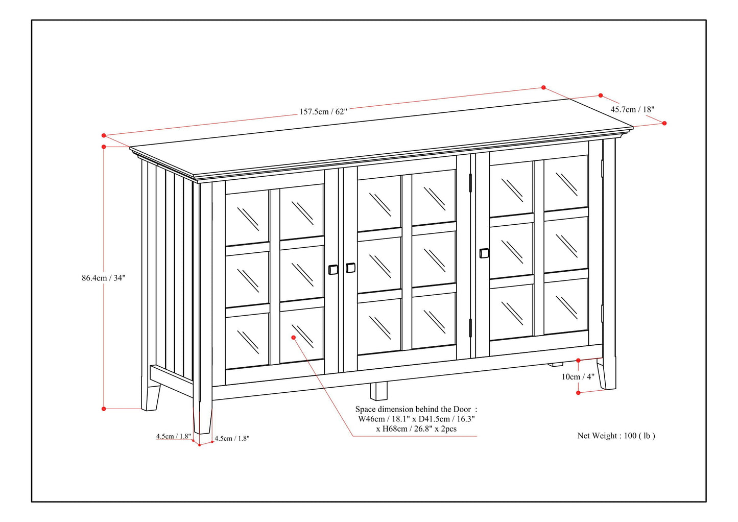 Acadian - Wide Storage Cabinet Handcrafted