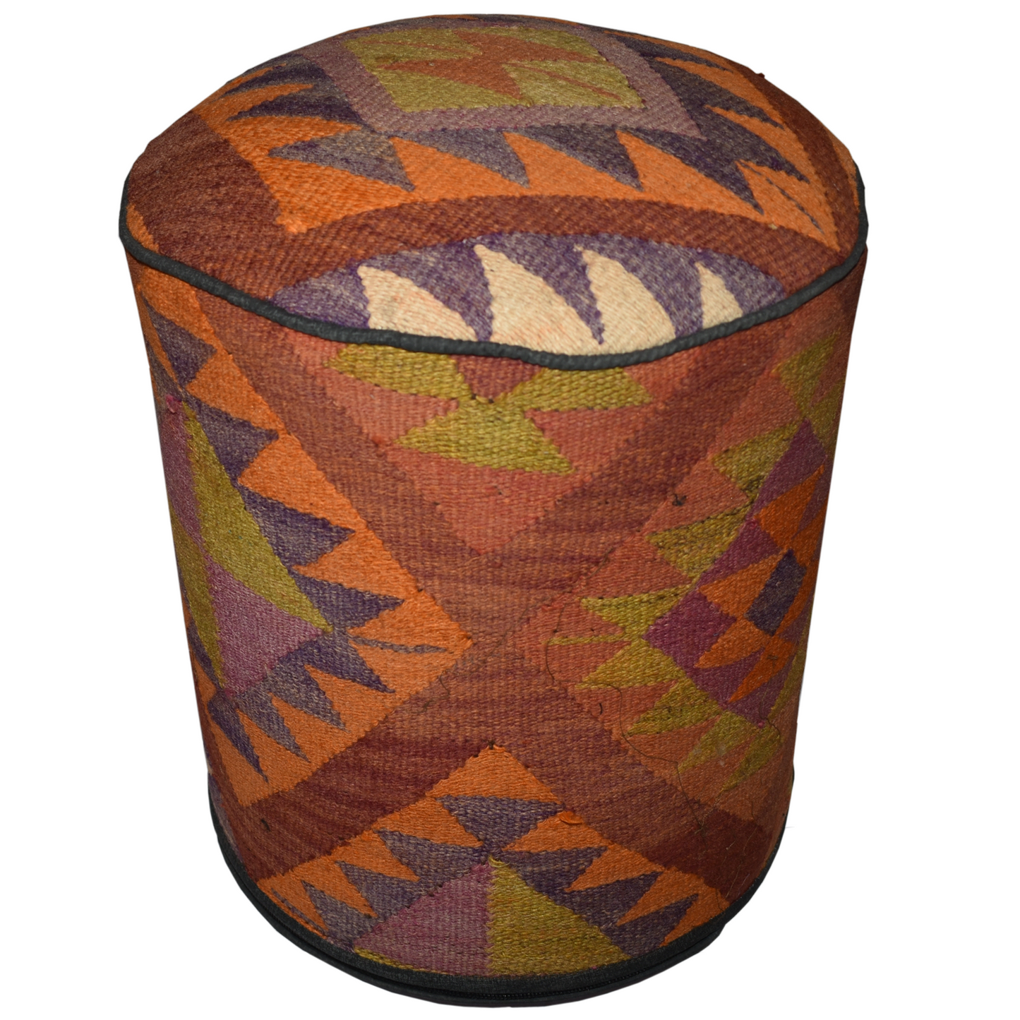 One of a Kind Kilim Rug Pouf Ottoman foot stool - #46