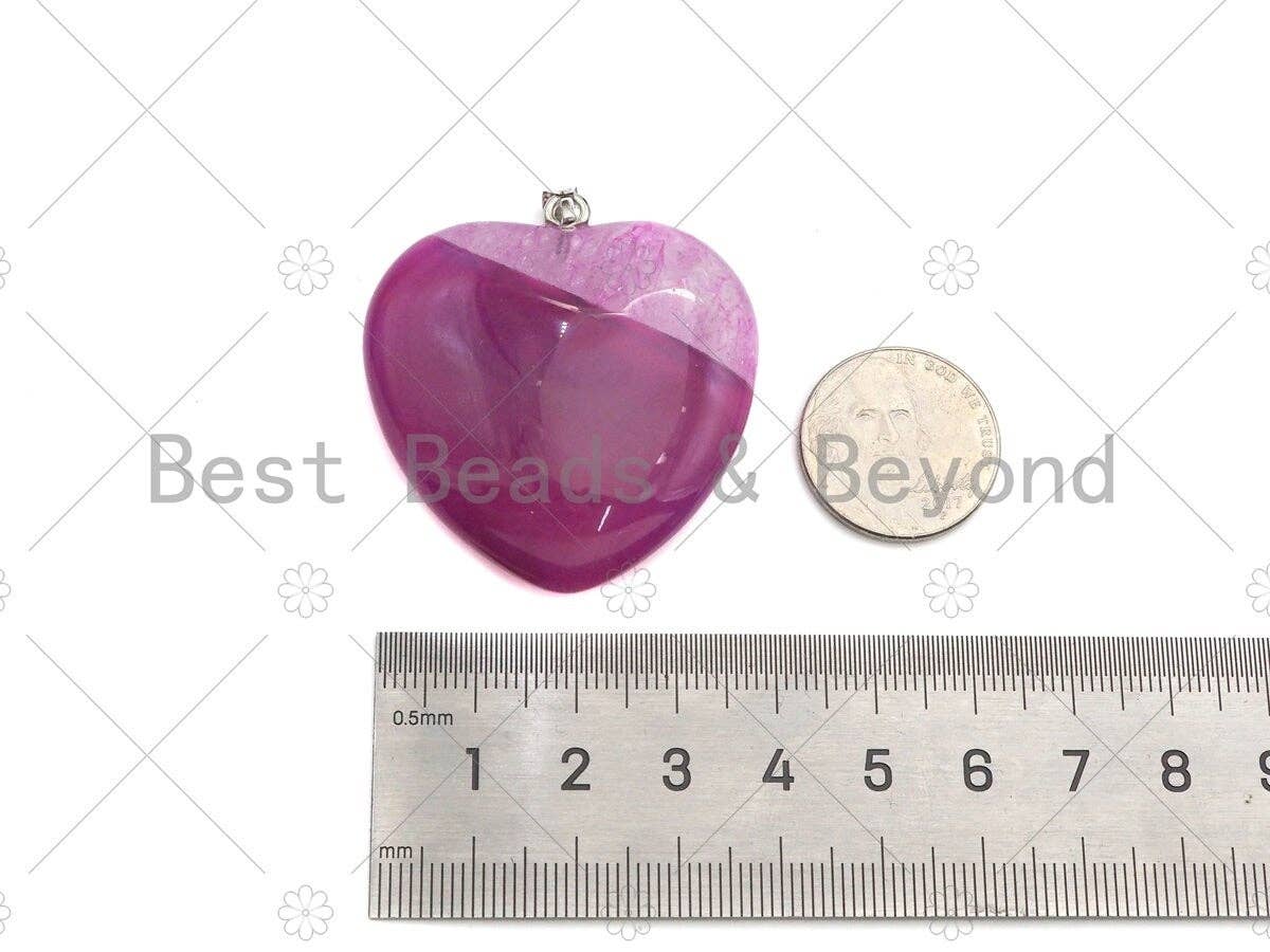 High Quality Natural Druzy Agate Heart Pendant, Blue/Whtie Black/Hot Pink/Purple/Green Necklace Agate Pendant,40mm,Sku#YK18