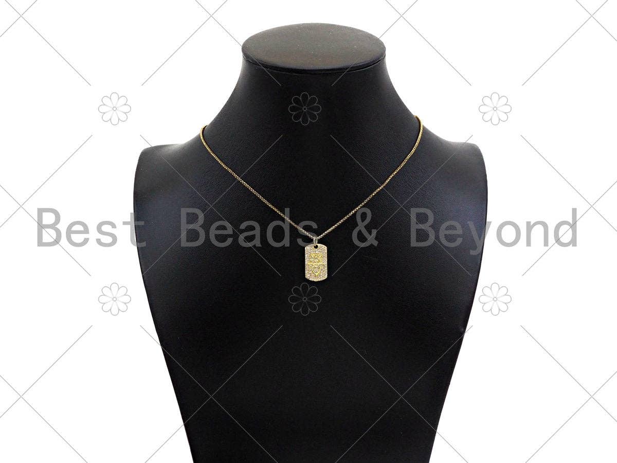 Gold Filled CZ Micro Pave You Me Heart On Rectangle Shape Pendant, 18K Gold Filled Charm, Love Necklace Bracelet Charm,11x18mm,Sku#LK330