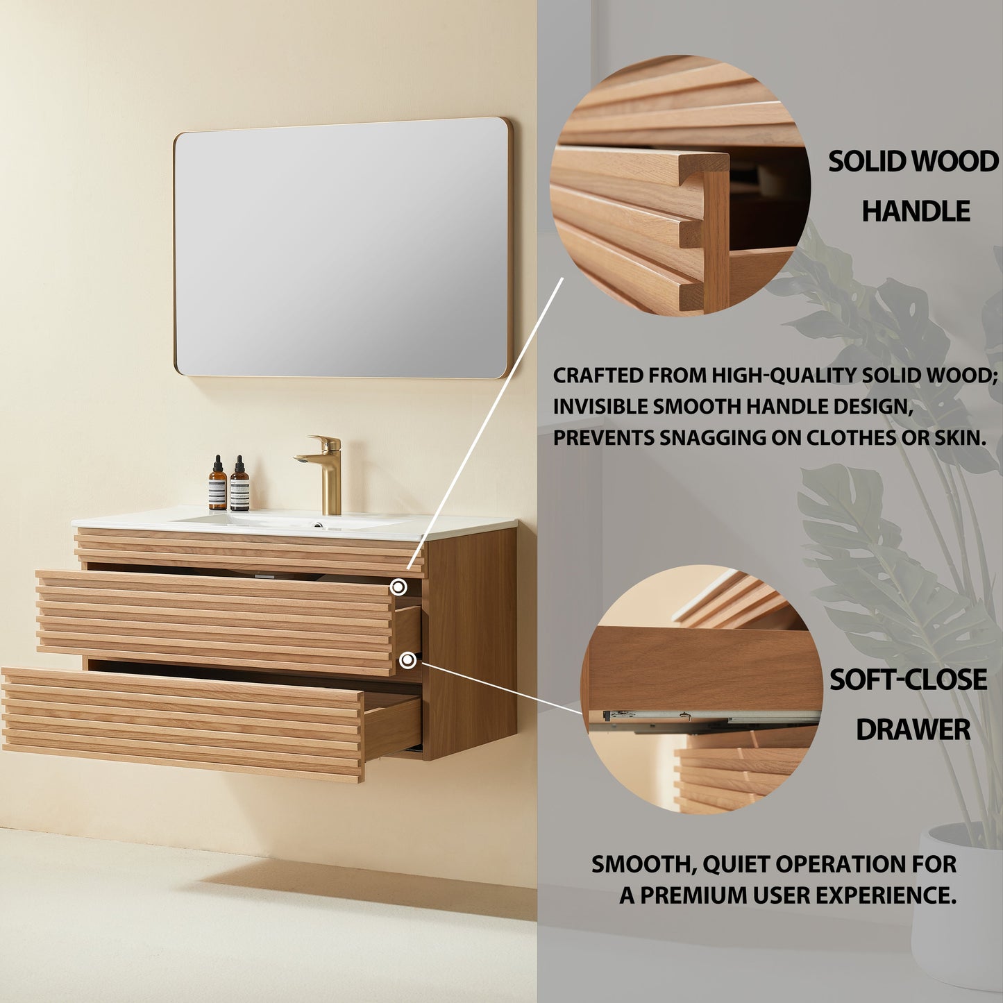 Pre-Assembled 36" Wall Mounted & Floating Single Vanity Cabinet