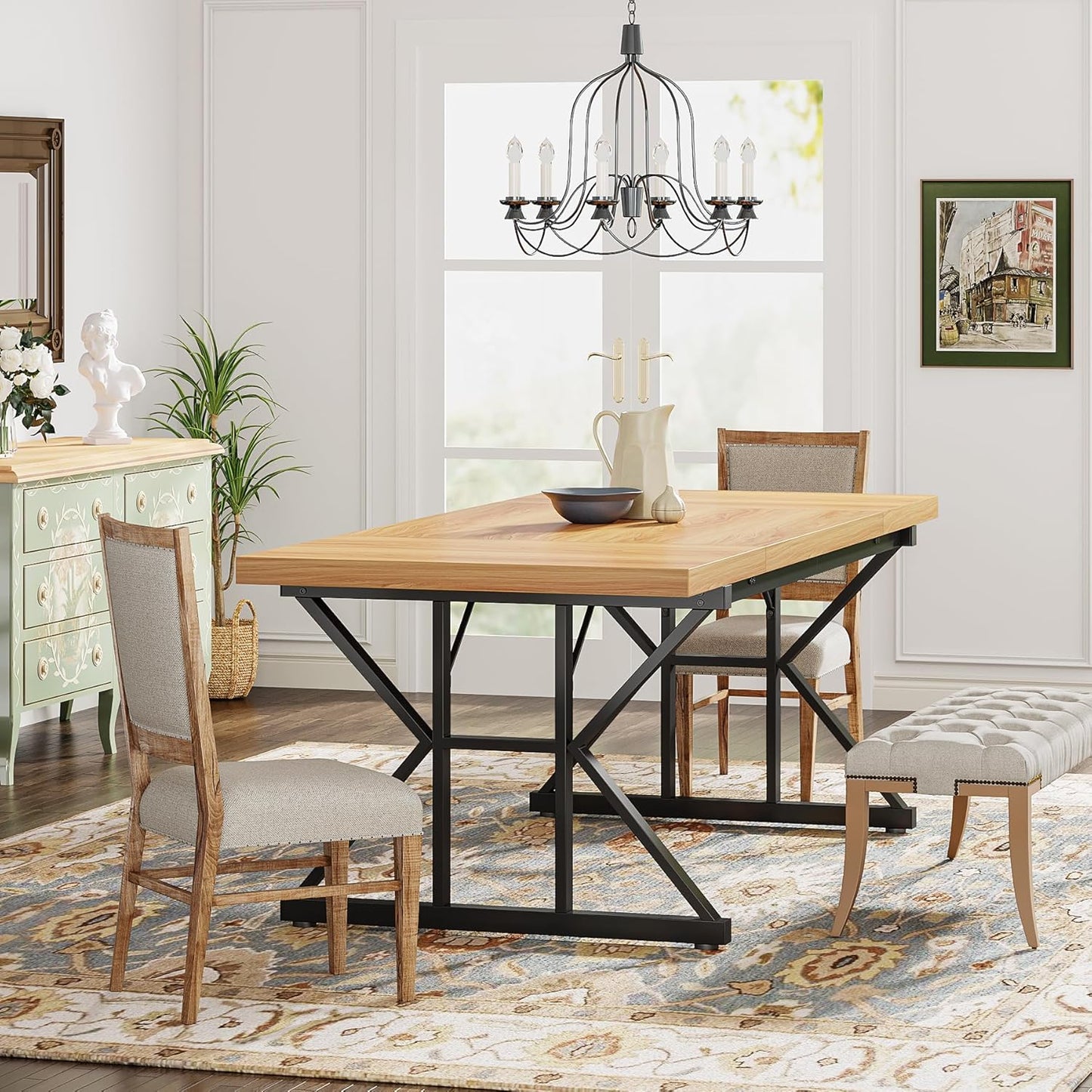 71" Farmhouse Dining Table for 6