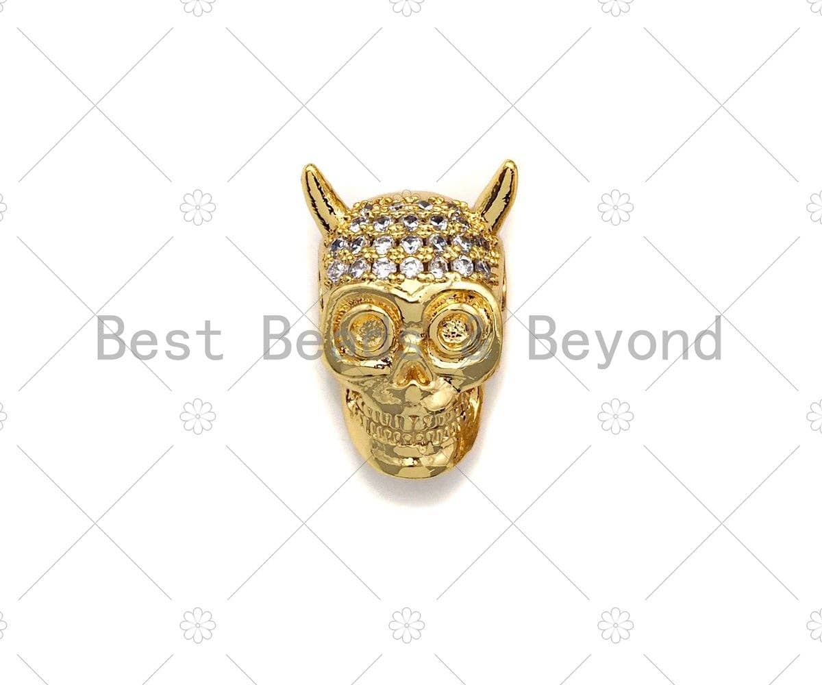CZ  Micro Pave Skull Spacer Beads, Micro Pave Cubic ZirconiaBeads, Monster Head Beads, Large Hole Beads, Men's Jewelry Findings, sku#LK93