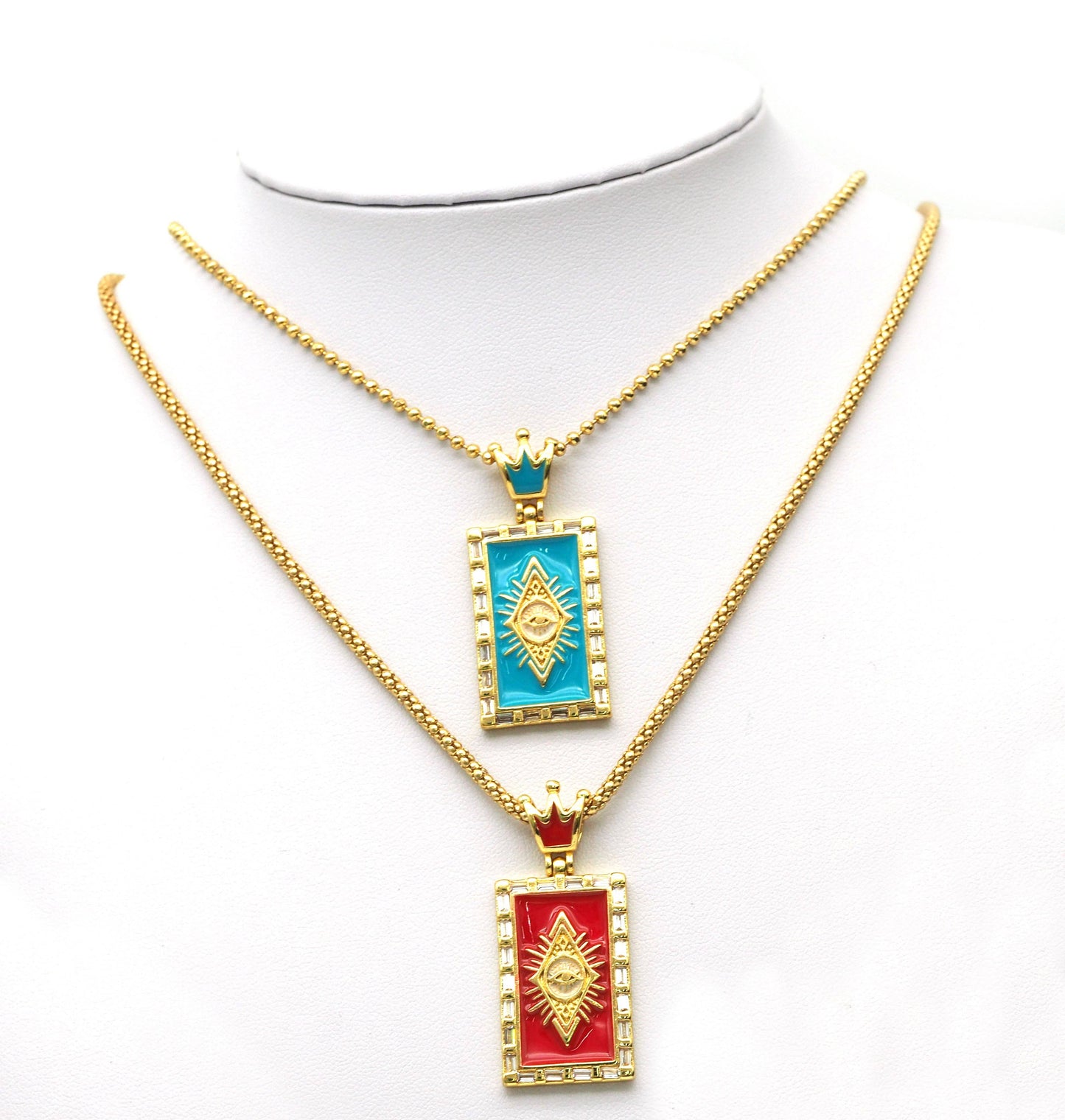CZ Enamel Evil Eye Pendant, Sku#JL75